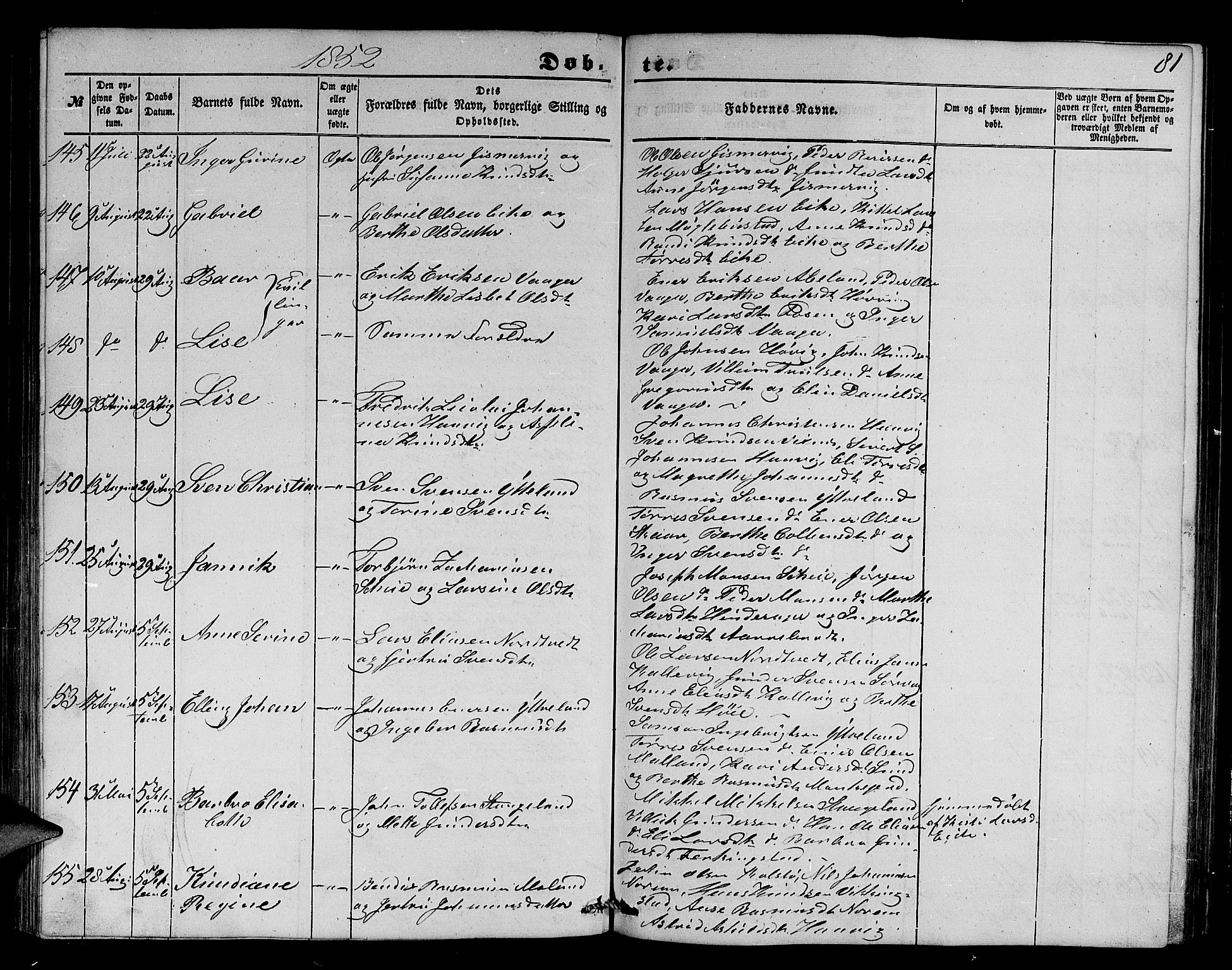 Avaldsnes sokneprestkontor, AV/SAST-A -101851/H/Ha/Hab/L0002: Klokkerbok nr. B 2, 1848-1856, s. 81