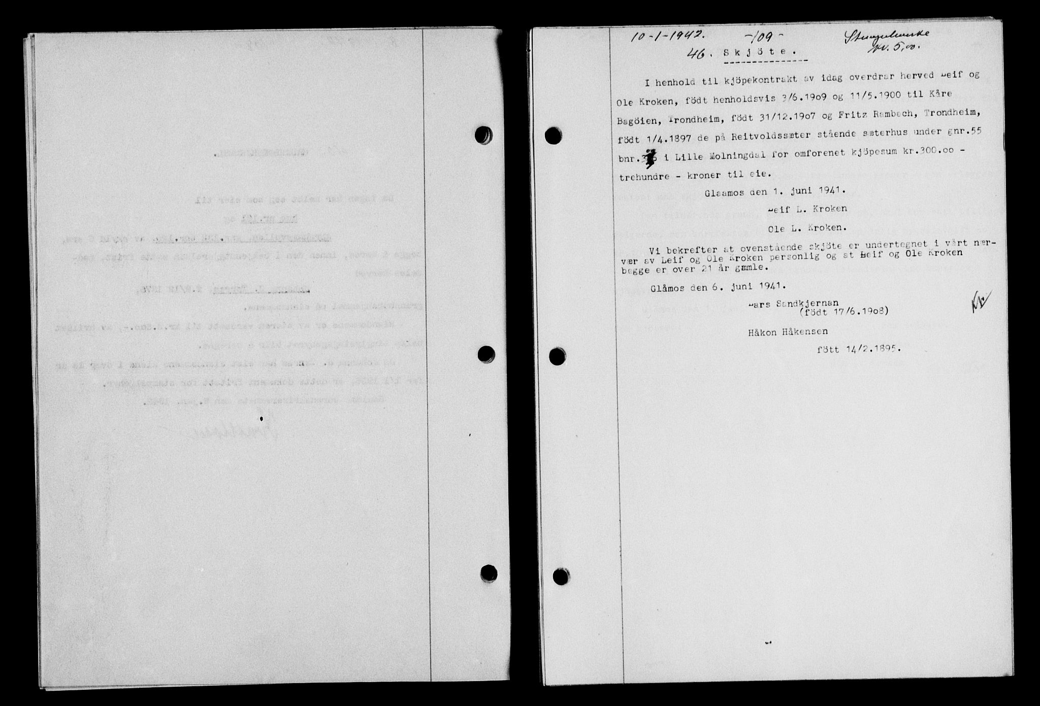 Gauldal sorenskriveri, SAT/A-0014/1/2/2C/L0054: Pantebok nr. 59, 1941-1942, Dagboknr: 46/1942