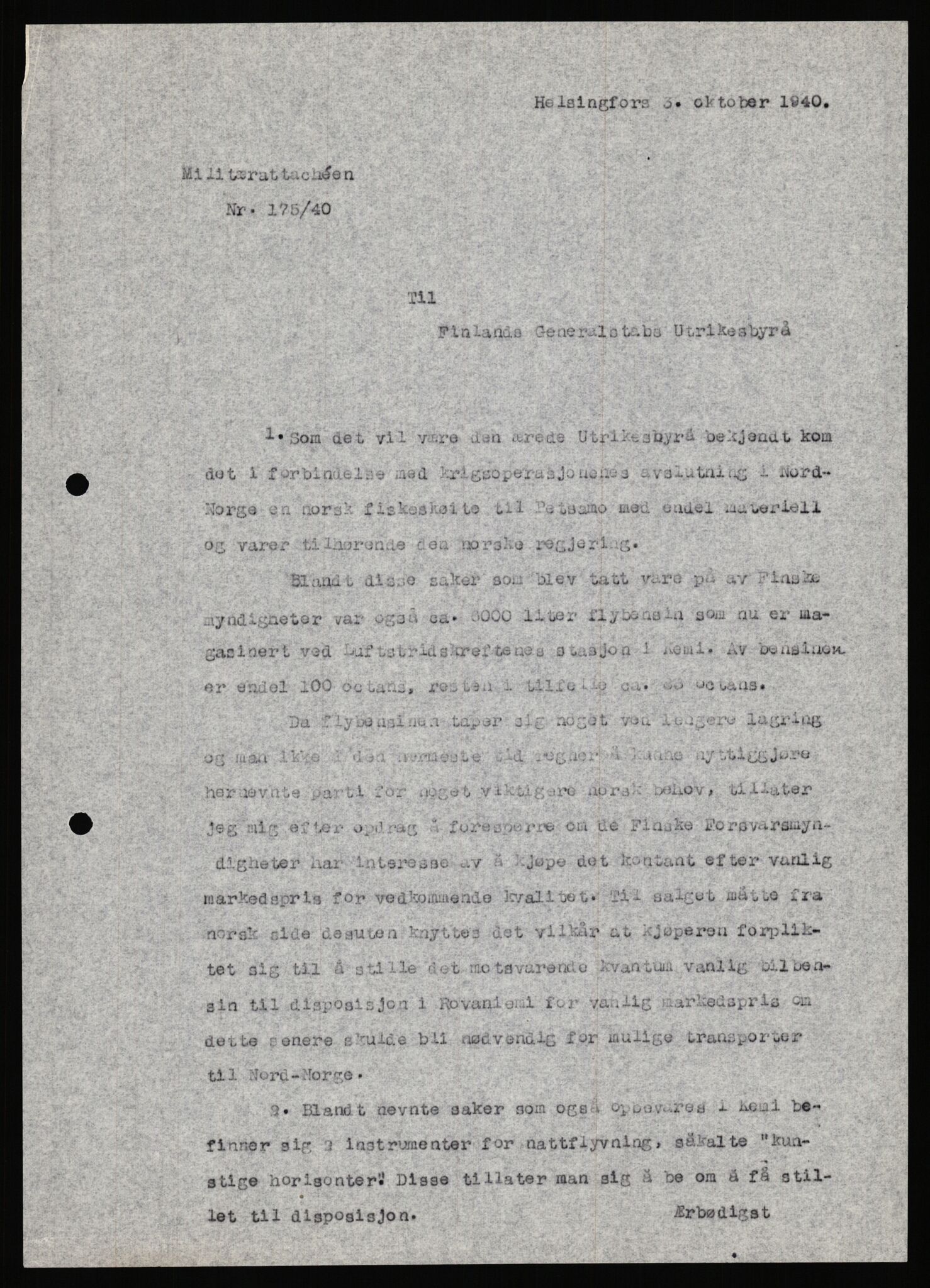 Forsvaret, Forsvarets krigshistoriske avdeling, AV/RA-RAFA-2017/Y/Ya/L0006: II-C-11-11,2 - Utenriksdepartementet.  Legasjonen i Helsingfors., 1940-1946, s. 168