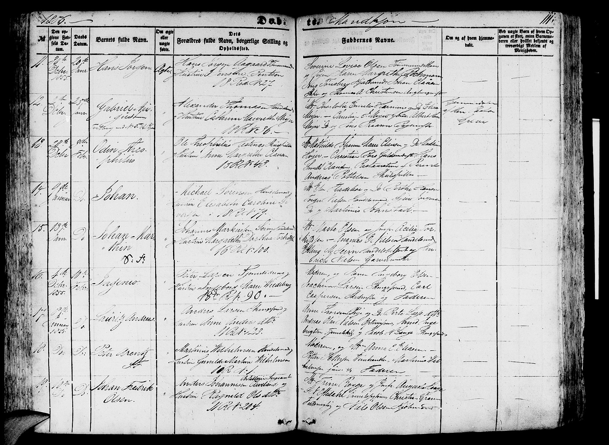 Domkirken sokneprestembete, AV/SAB-A-74801/H/Hab/L0010: Klokkerbok nr. B 3, 1849-1856, s. 111