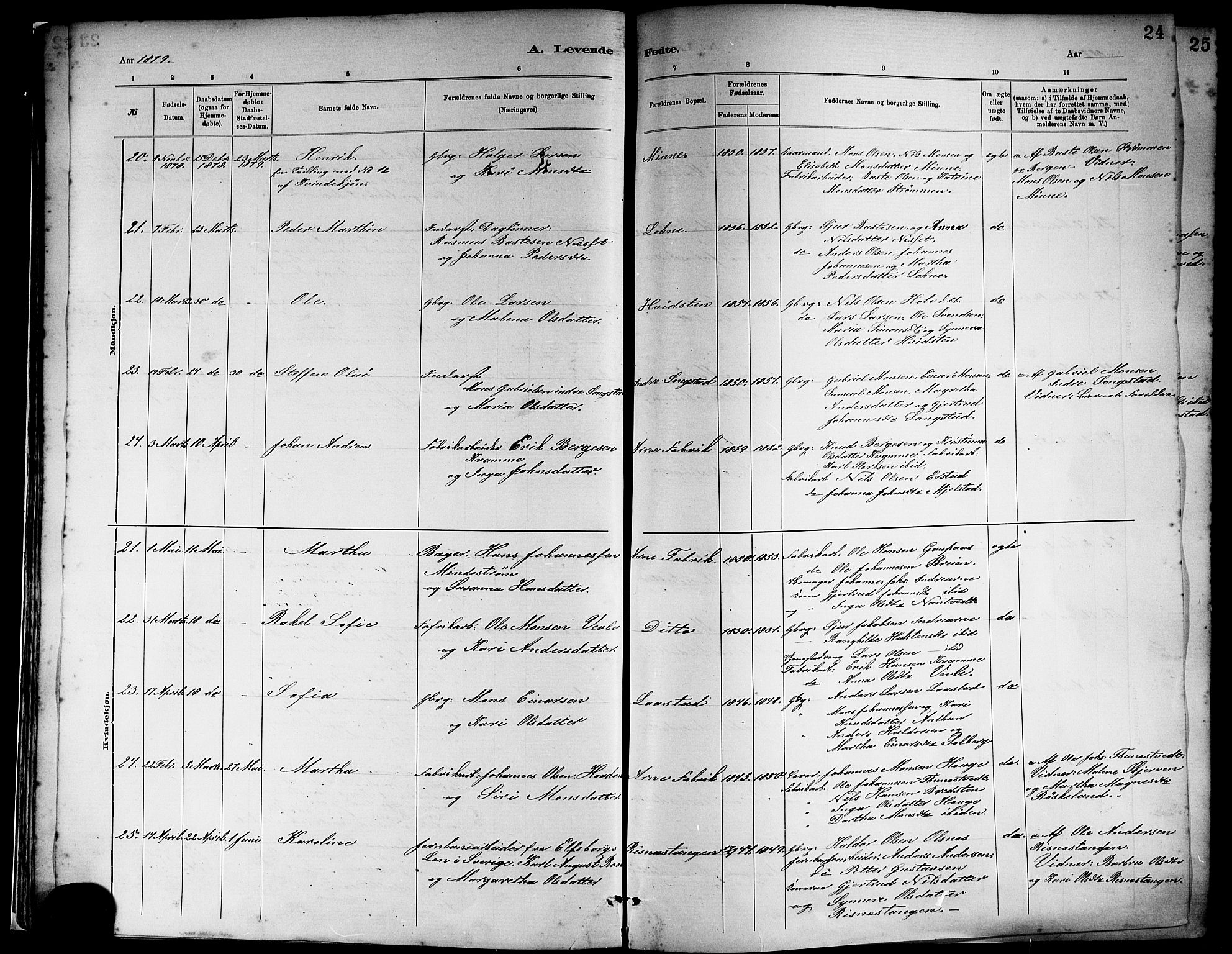 Haus sokneprestembete, AV/SAB-A-75601/H/Haa: Ministerialbok nr. A 19I, 1878-1886, s. 24