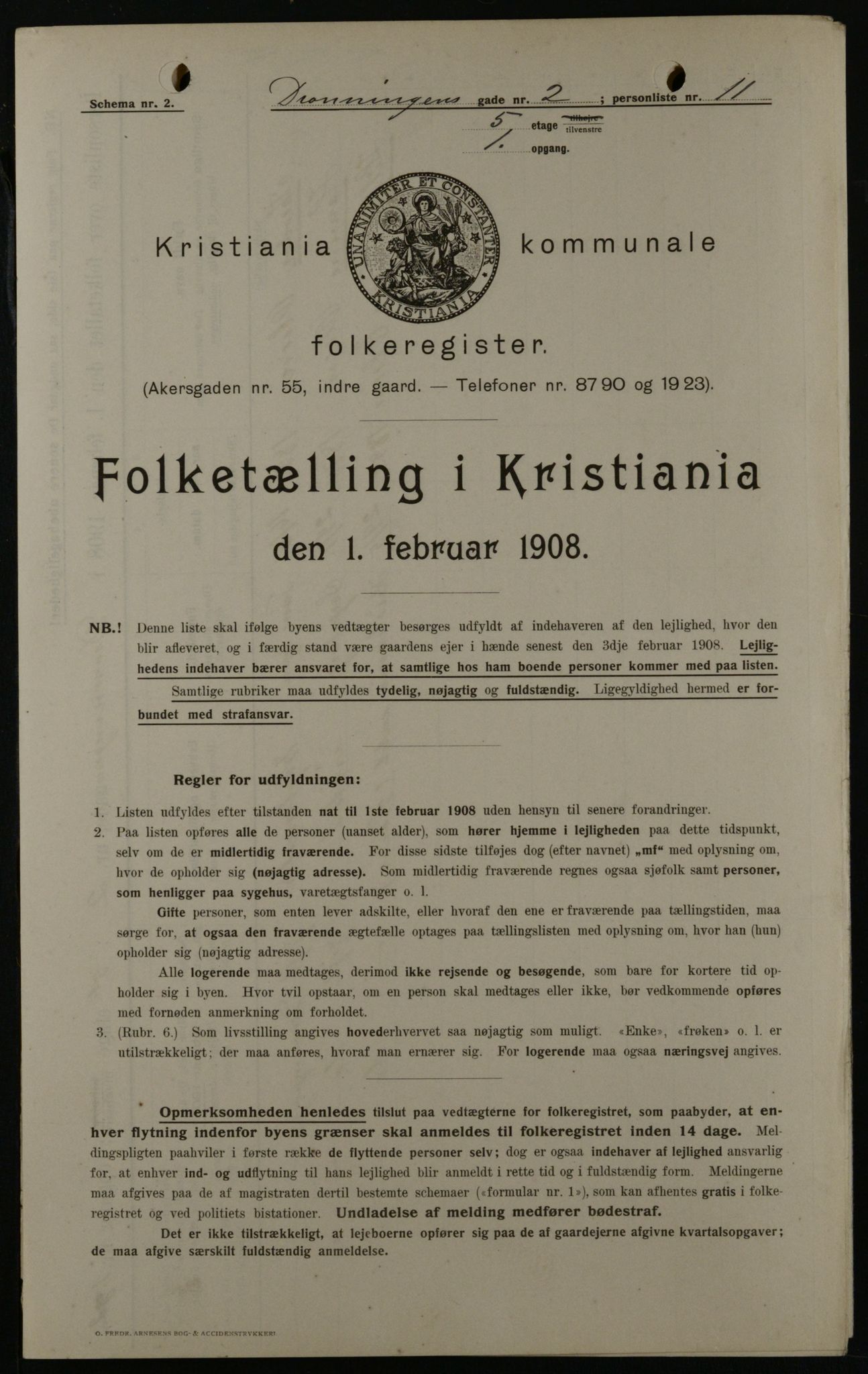 OBA, Kommunal folketelling 1.2.1908 for Kristiania kjøpstad, 1908, s. 15959