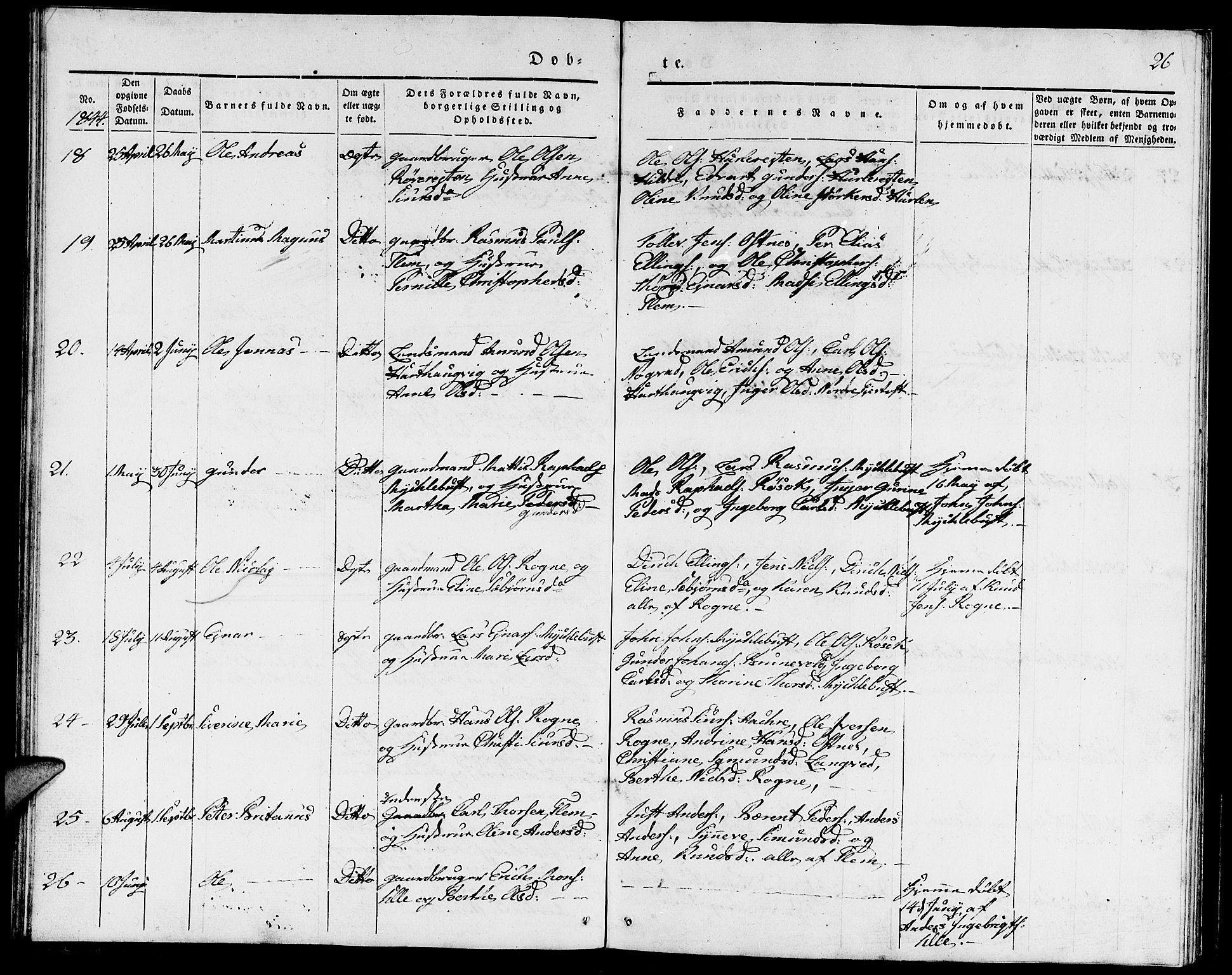 Ministerialprotokoller, klokkerbøker og fødselsregistre - Møre og Romsdal, SAT/A-1454/536/L0507: Klokkerbok nr. 536C02, 1839-1859, s. 26