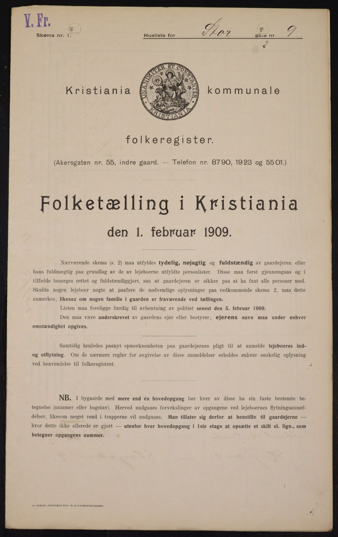 OBA, Kommunal folketelling 1.2.1909 for Kristiania kjøpstad, 1909, s. 93048