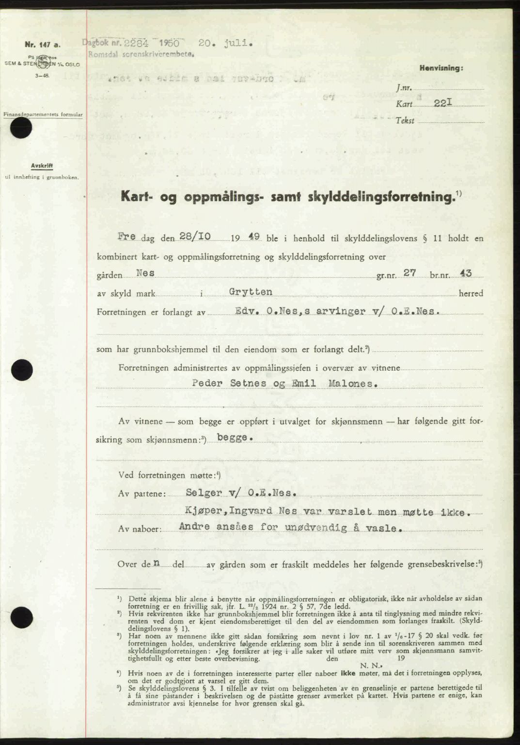 Romsdal sorenskriveri, SAT/A-4149/1/2/2C: Pantebok nr. A33, 1950-1950, Dagboknr: 2284/1950