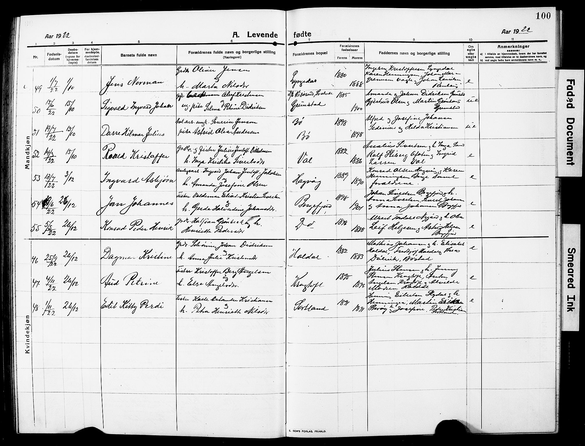 Ministerialprotokoller, klokkerbøker og fødselsregistre - Nordland, AV/SAT-A-1459/880/L1142: Klokkerbok nr. 880C04, 1913-1930, s. 100