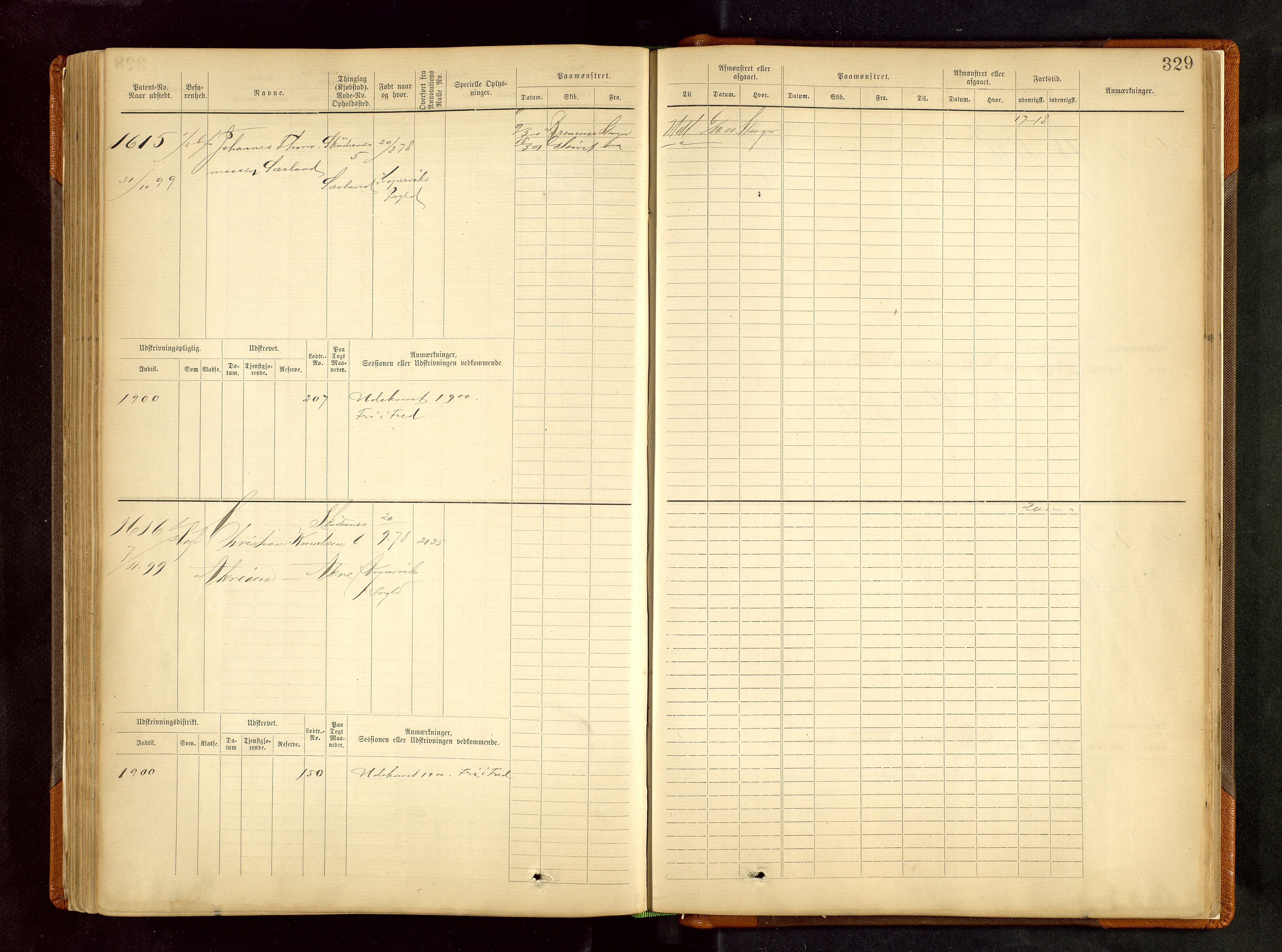 Haugesund sjømannskontor, AV/SAST-A-102007/F/Fb/Fbb/L0002: Sjøfartsrulle Skudenes kretsnr. 959-2439, 1860-1948, s. 329