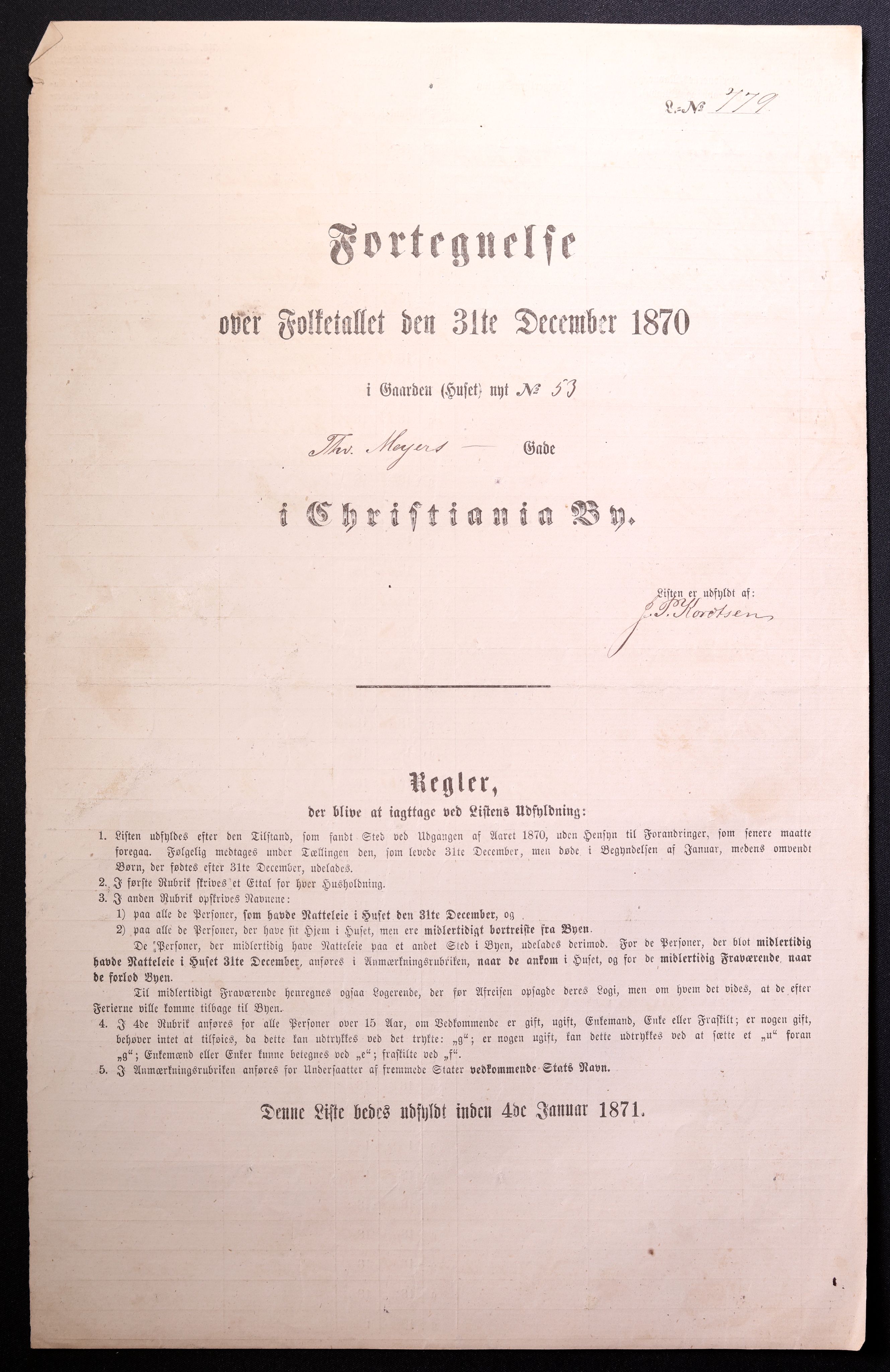 RA, Folketelling 1870 for 0301 Kristiania kjøpstad, 1870, s. 4251