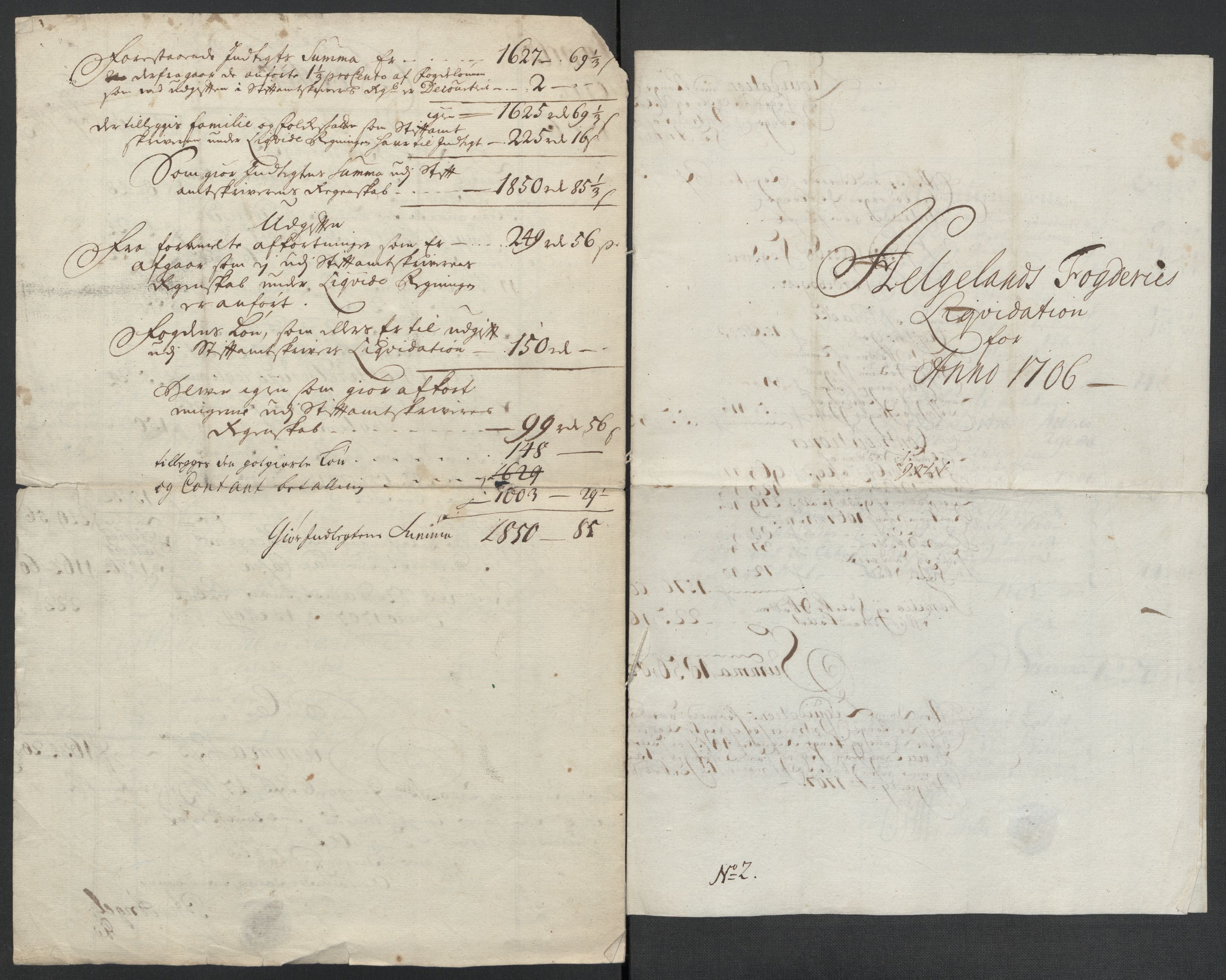 Rentekammeret inntil 1814, Reviderte regnskaper, Fogderegnskap, RA/EA-4092/R65/L4509: Fogderegnskap Helgeland, 1706-1707, s. 6