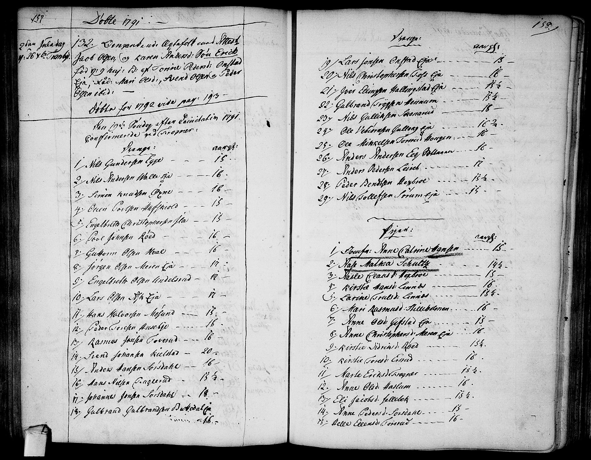 Lier kirkebøker, AV/SAKO-A-230/F/Fa/L0006: Ministerialbok nr. I 6, 1777-1794, s. 157-158