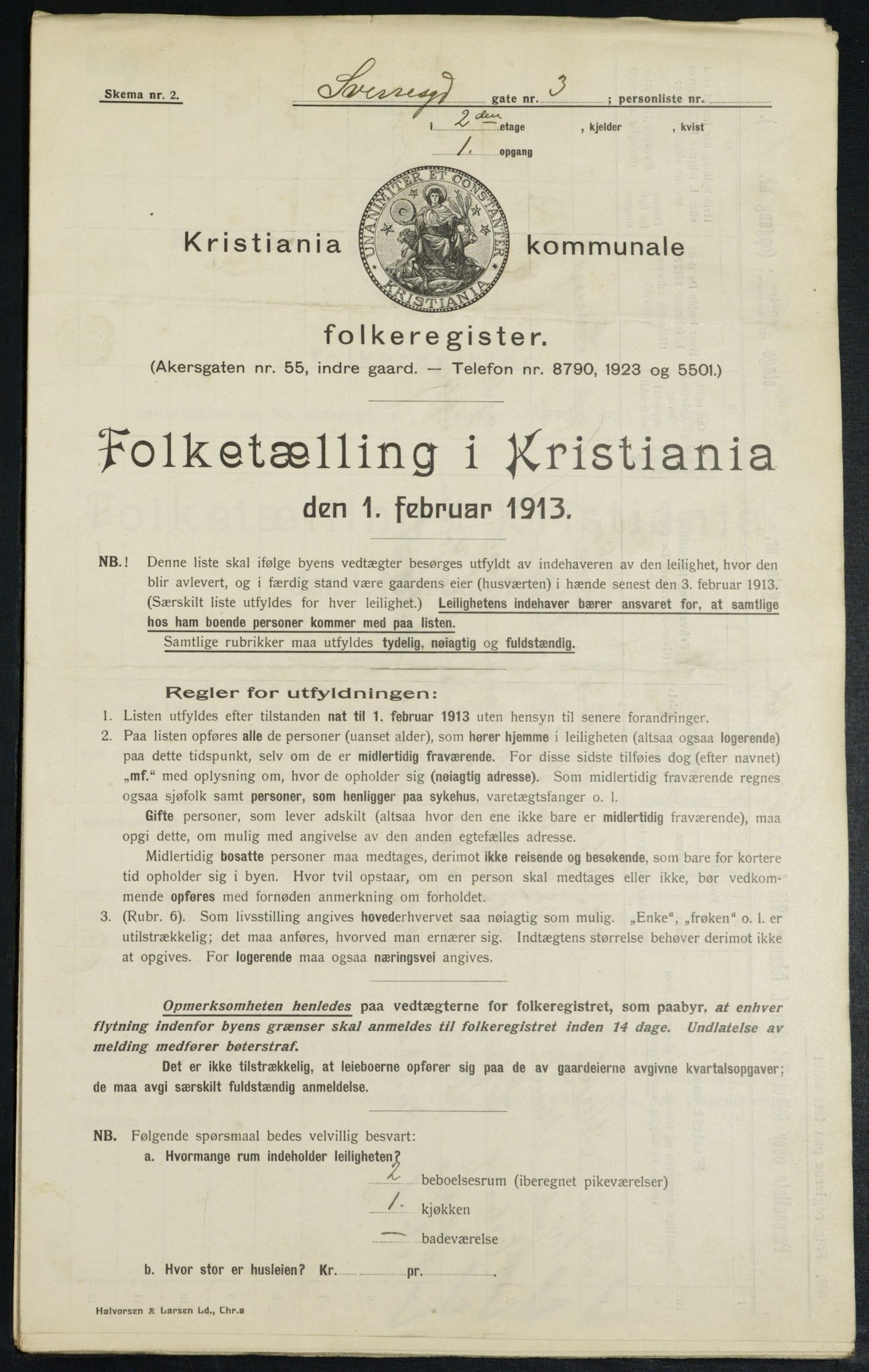 OBA, Kommunal folketelling 1.2.1913 for Kristiania, 1913, s. 105998