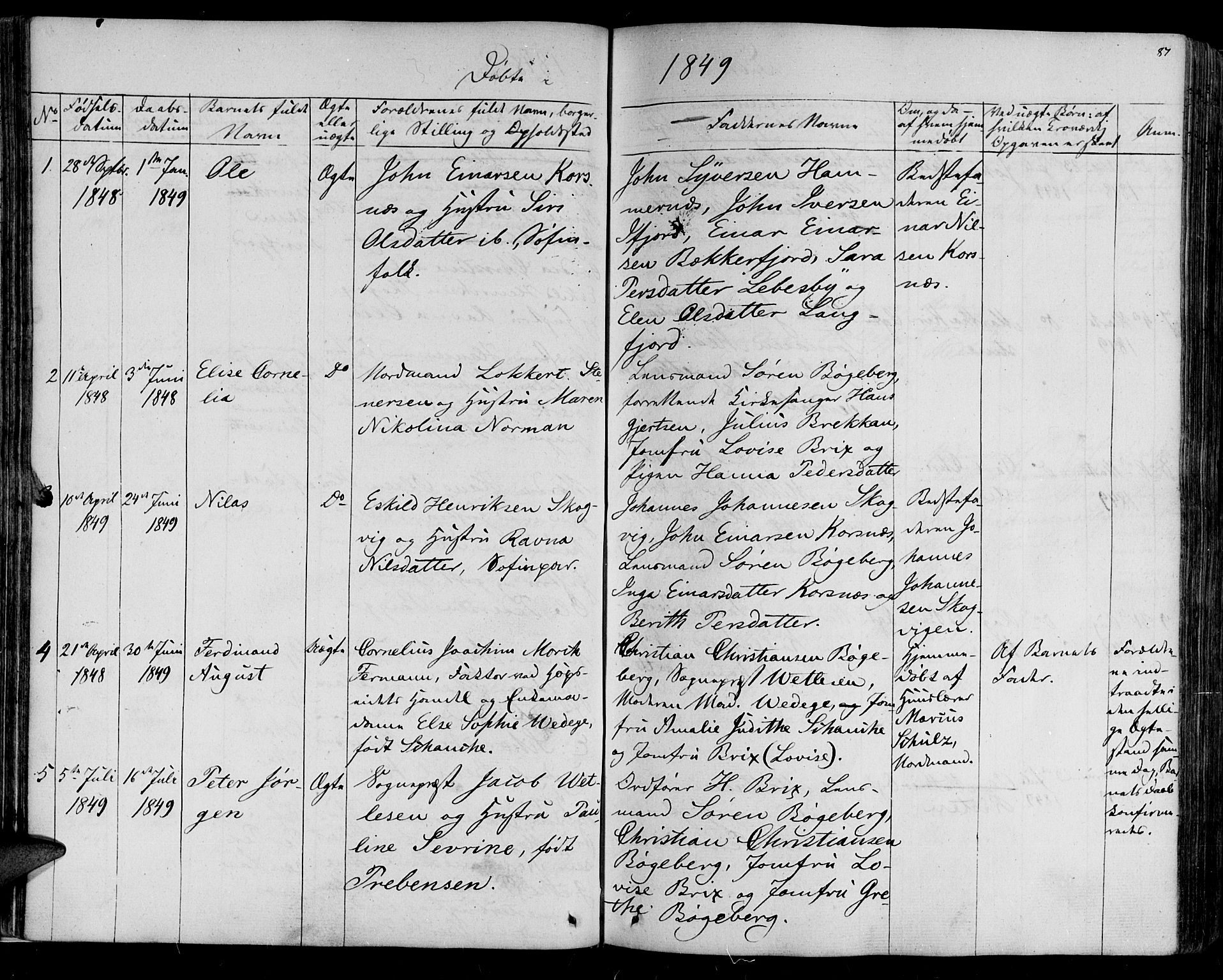 Lebesby sokneprestkontor, AV/SATØ-S-1353/H/Ha/L0003kirke: Ministerialbok nr. 3, 1833-1852, s. 87