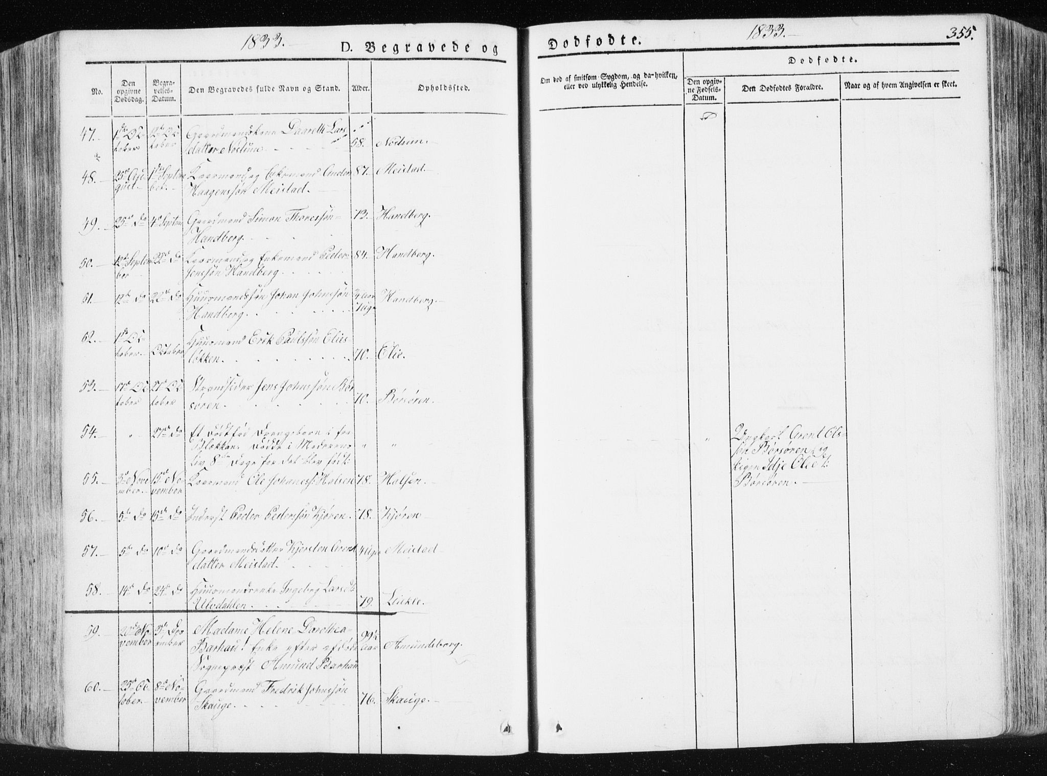 Ministerialprotokoller, klokkerbøker og fødselsregistre - Sør-Trøndelag, SAT/A-1456/665/L0771: Ministerialbok nr. 665A06, 1830-1856, s. 355