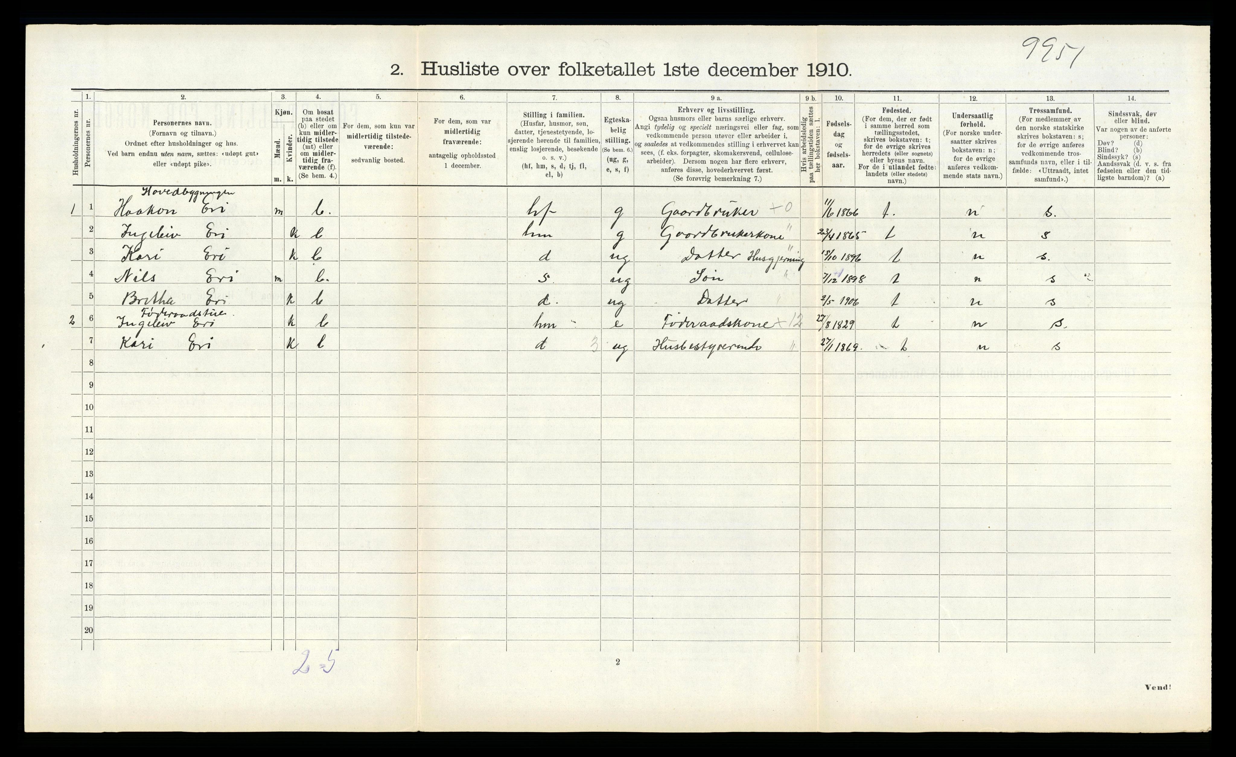 RA, Folketelling 1910 for 1422 Lærdal herred, 1910, s. 577