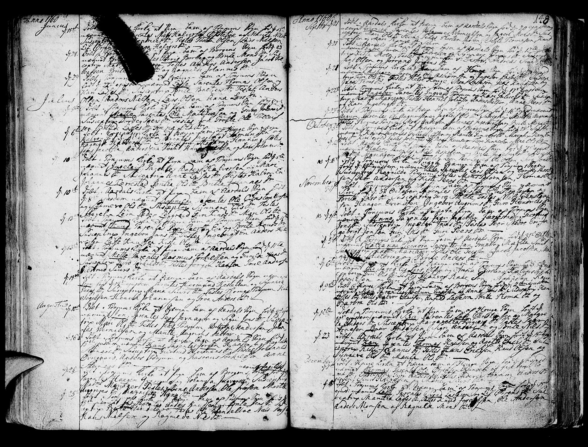 Lærdal sokneprestembete, SAB/A-81201: Ministerialbok nr. A 2, 1752-1782, s. 148