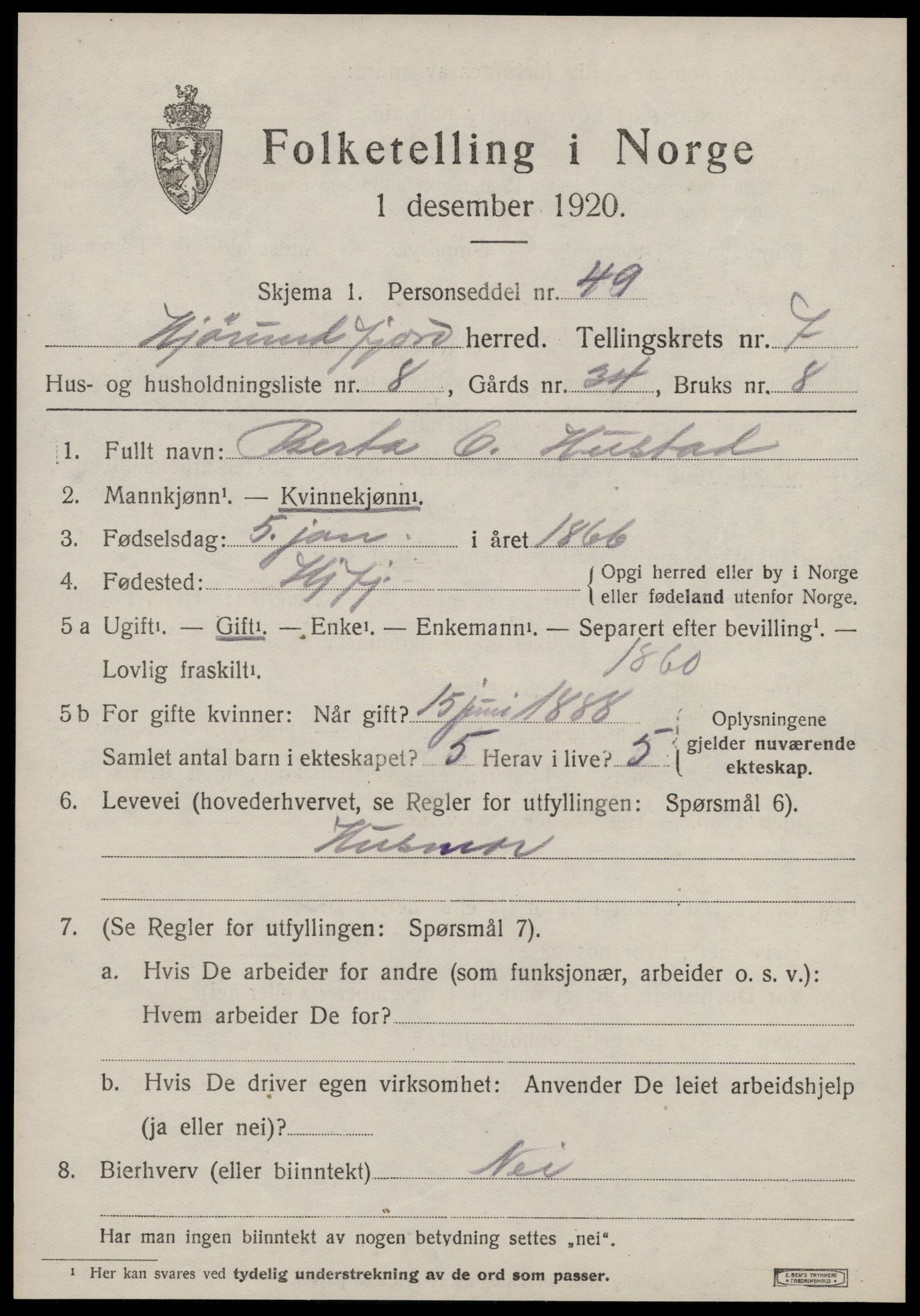 SAT, Folketelling 1920 for 1522 Hjørundfjord herred, 1920, s. 2509