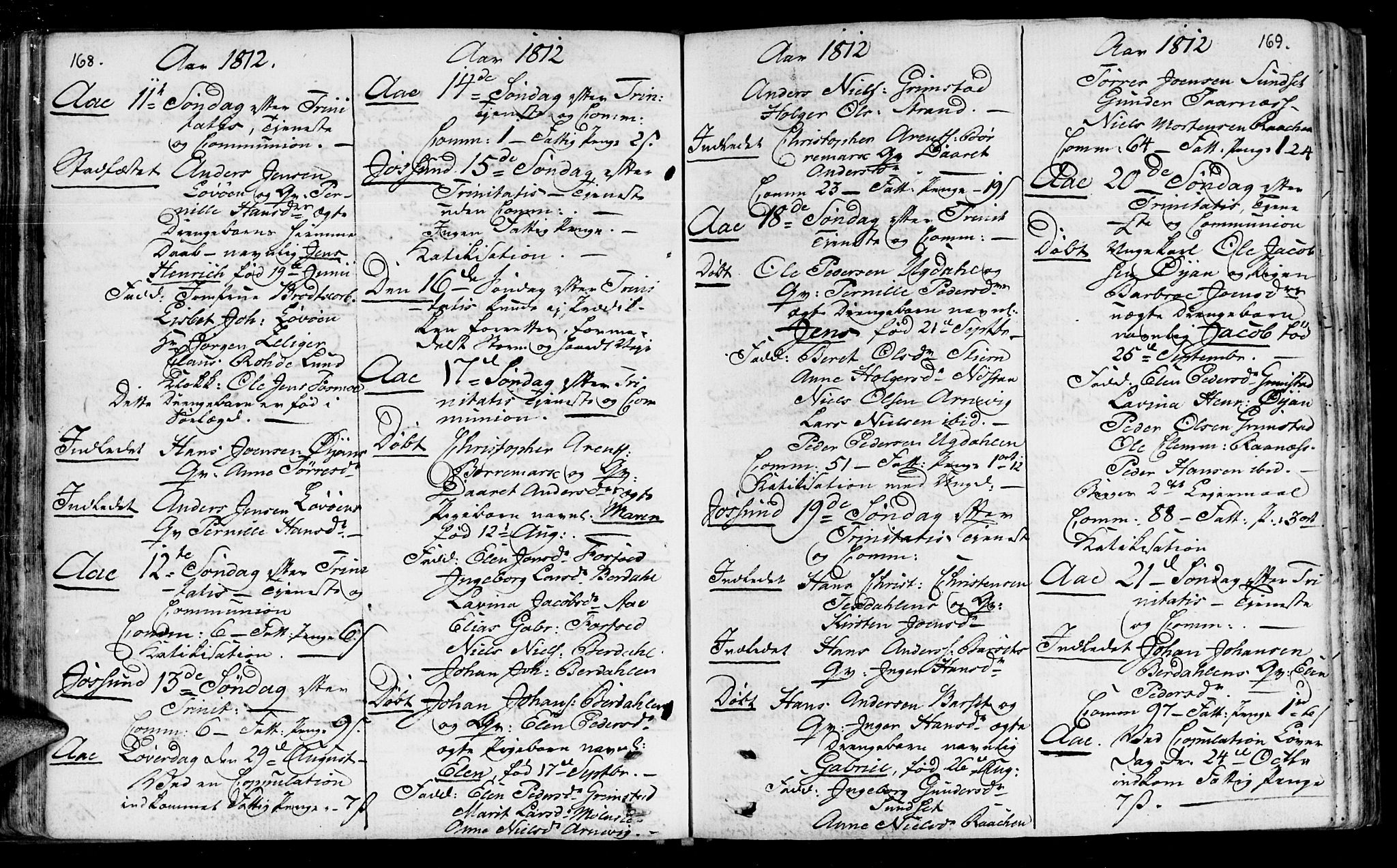 Ministerialprotokoller, klokkerbøker og fødselsregistre - Sør-Trøndelag, AV/SAT-A-1456/655/L0674: Ministerialbok nr. 655A03, 1802-1826, s. 168-169