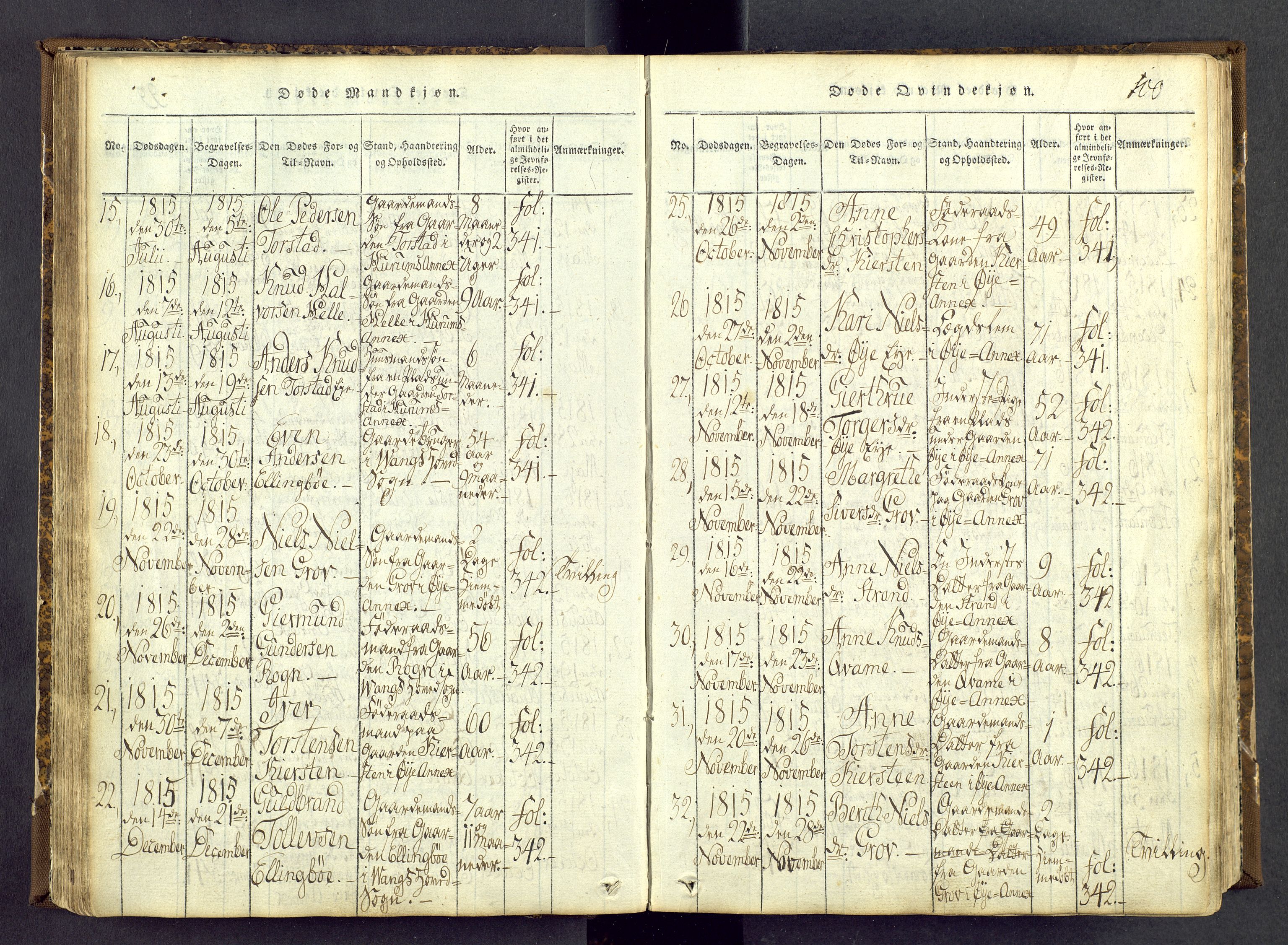 Vang prestekontor, Valdres, AV/SAH-PREST-140/H/Ha/L0004: Ministerialbok nr. 4, 1814-1831, s. 100