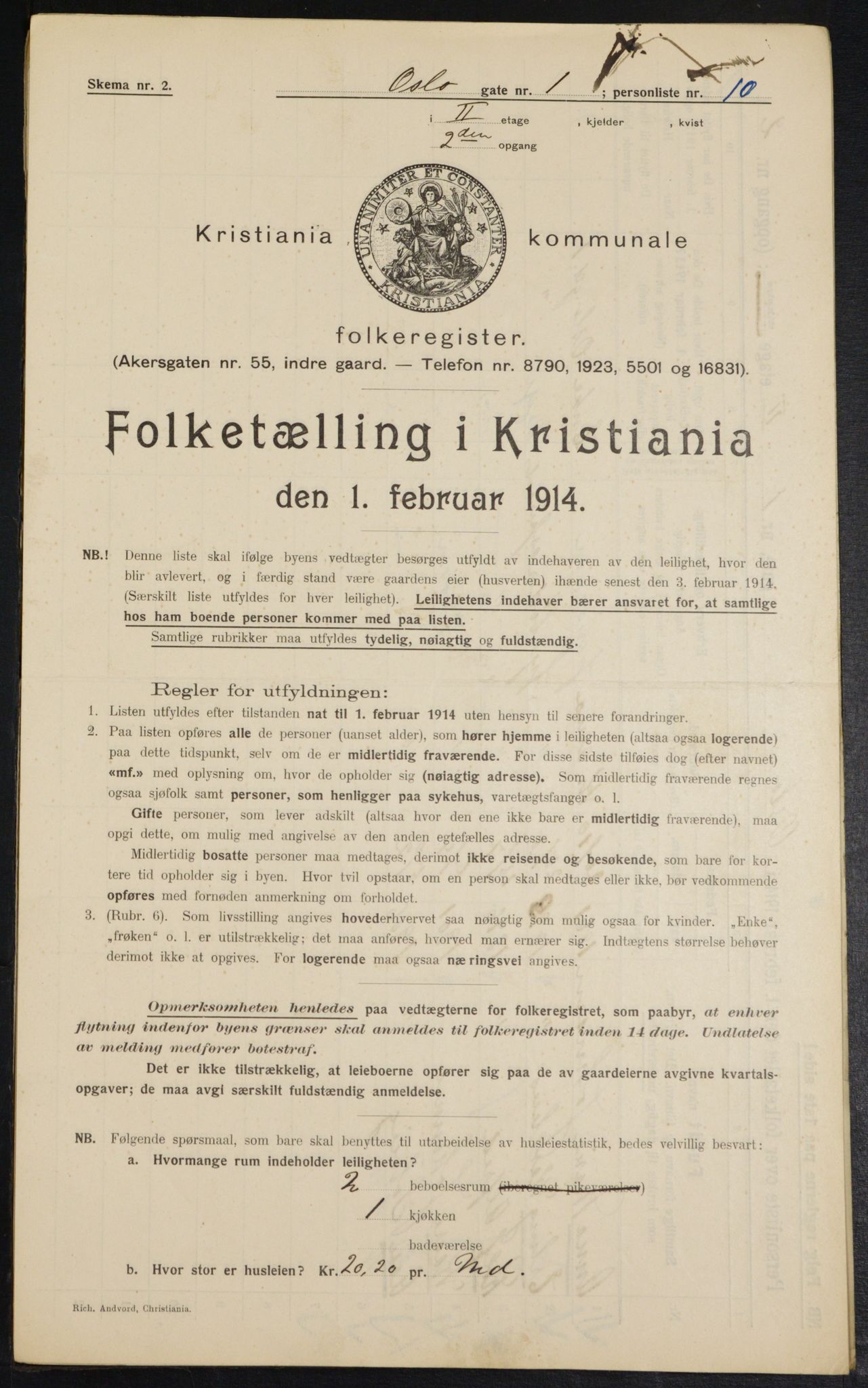 OBA, Kommunal folketelling 1.2.1914 for Kristiania, 1914, s. 77023