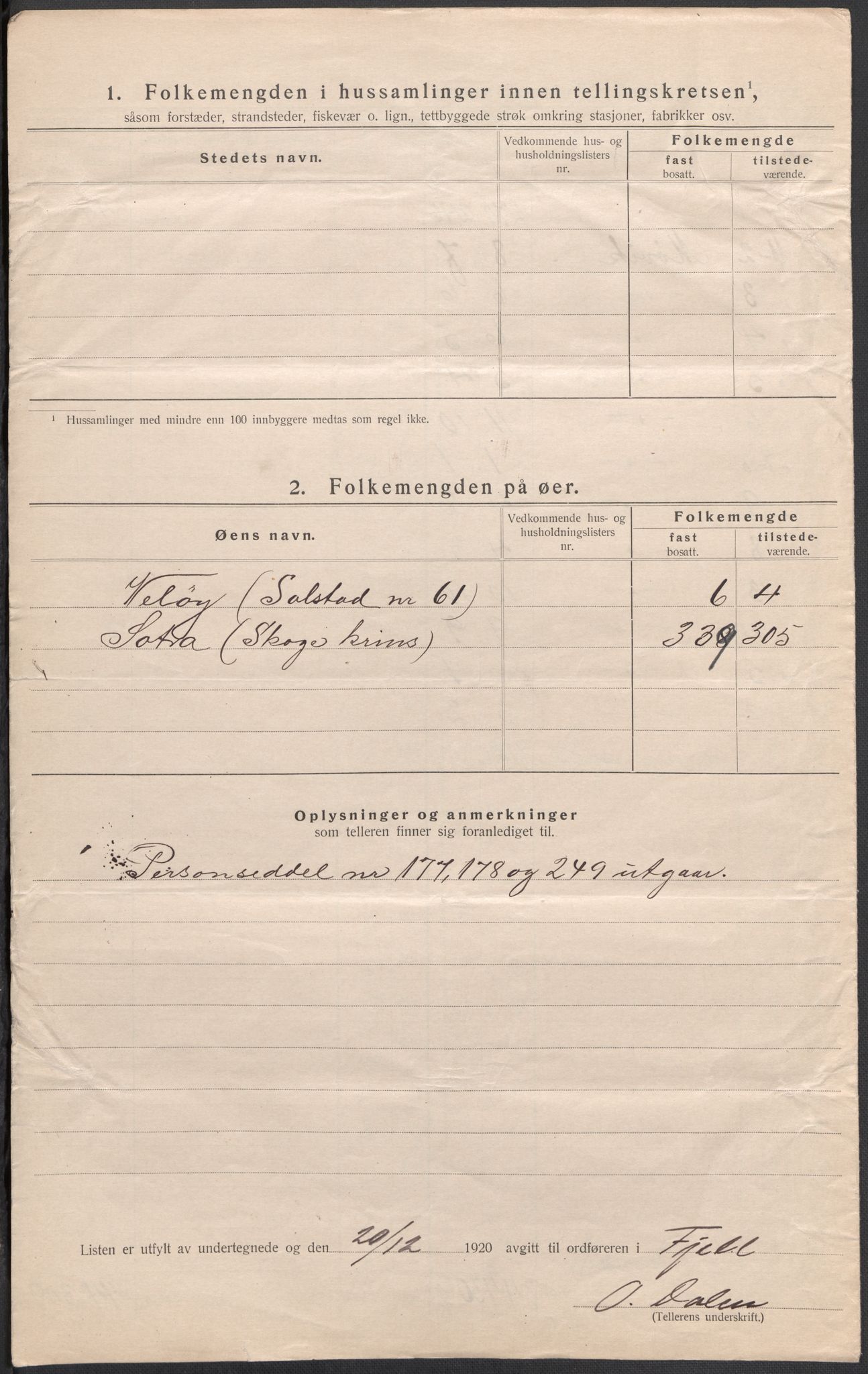 SAB, Folketelling 1920 for 1246 Fjell herred, 1920, s. 9