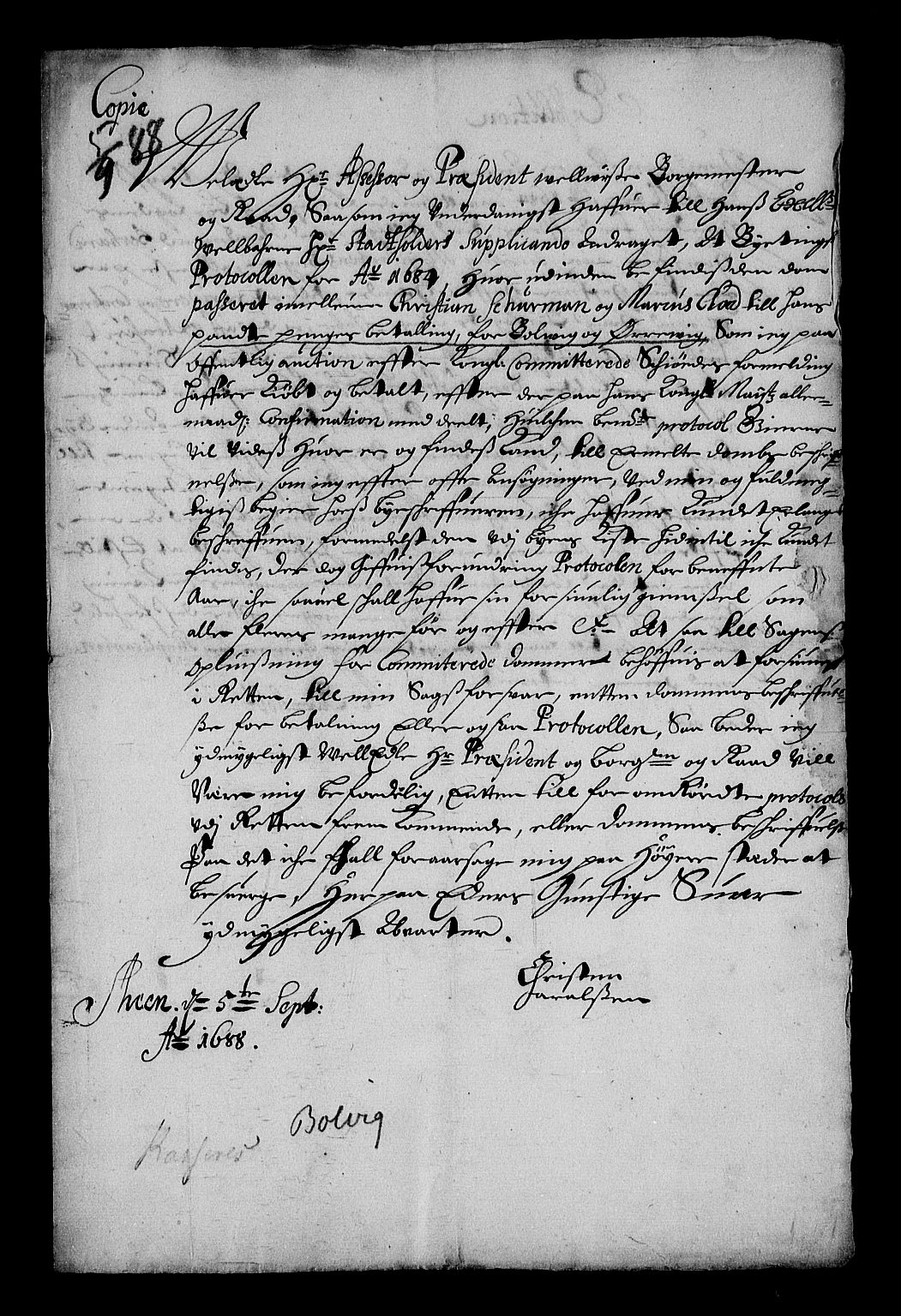 Stattholderembetet 1572-1771, RA/EA-2870/Af/L0002: Avskrifter av vedlegg til originale supplikker, nummerert i samsvar med supplikkbøkene, 1687-1689, s. 213