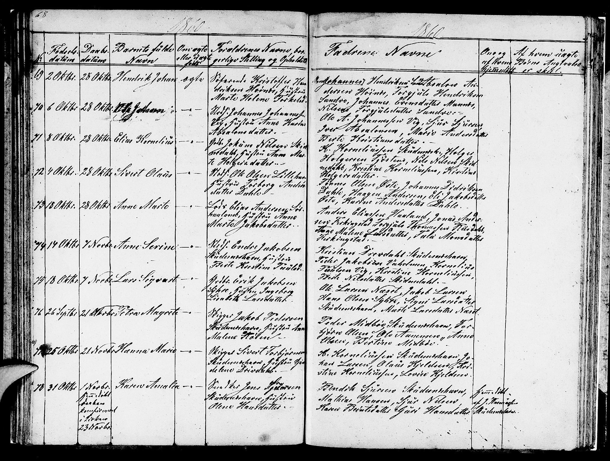 Skudenes sokneprestkontor, AV/SAST-A -101849/H/Ha/Hab/L0001: Klokkerbok nr. B 1, 1848-1864, s. 68