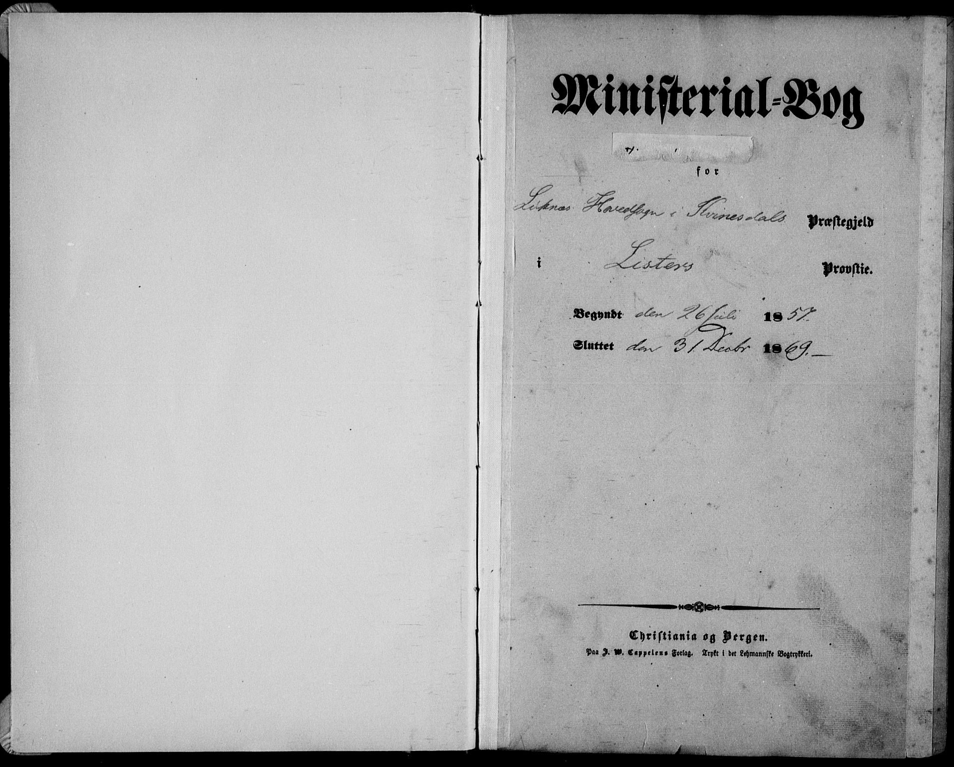 Kvinesdal sokneprestkontor, SAK/1111-0026/F/Fa/Fab/L0006: Ministerialbok nr. A 6, 1857-1869