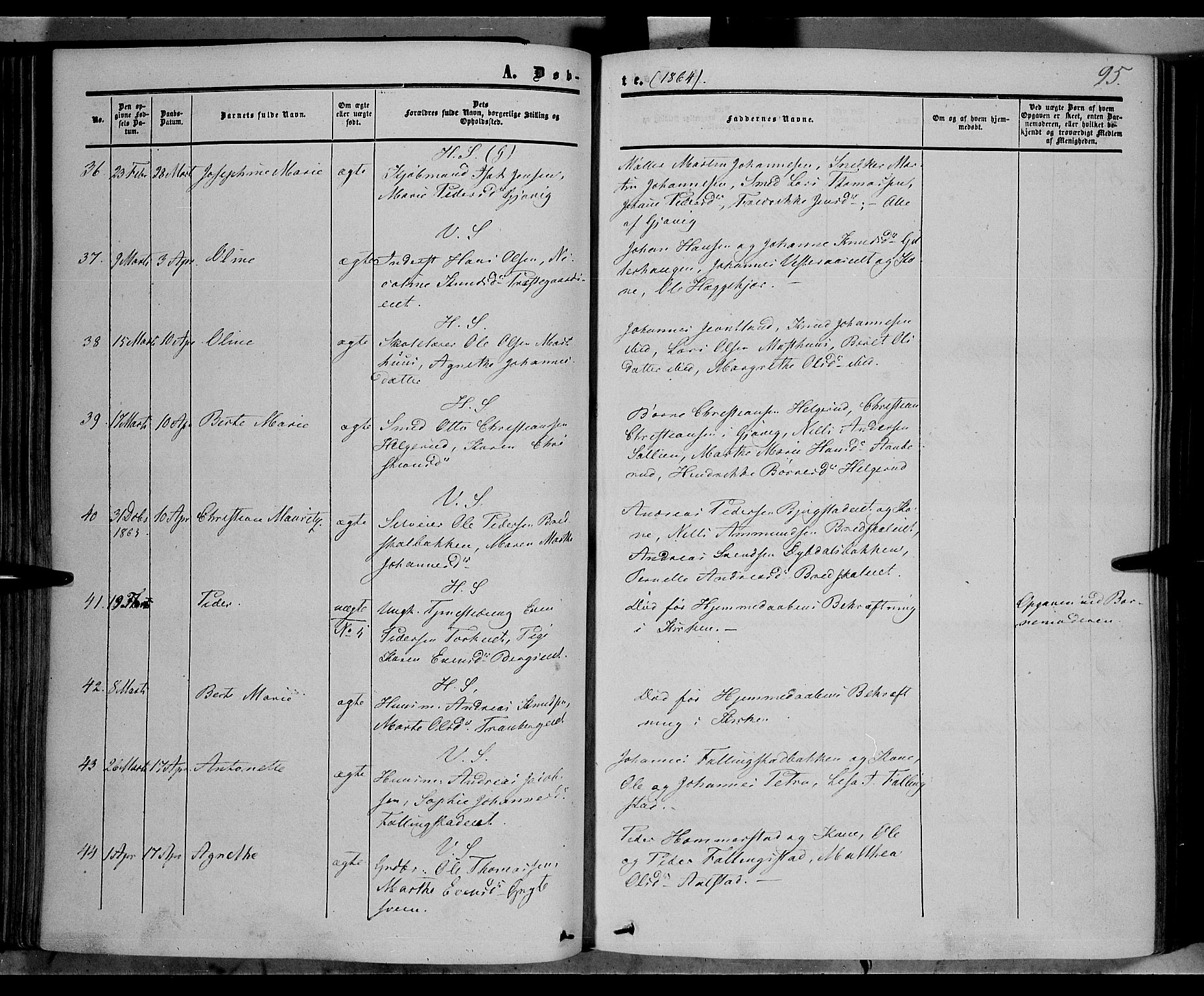 Vardal prestekontor, AV/SAH-PREST-100/H/Ha/Haa/L0006: Ministerialbok nr. 6, 1854-1866, s. 95
