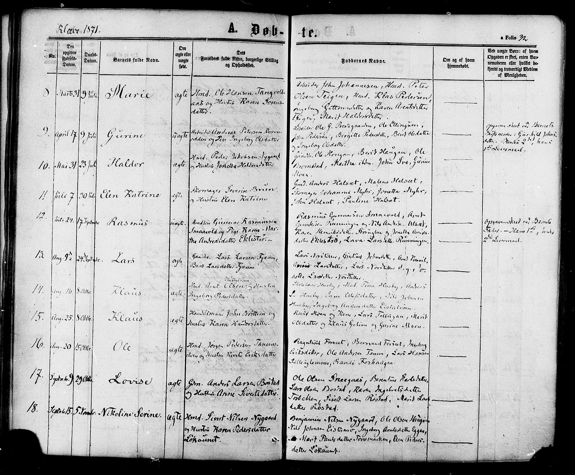 Ministerialprotokoller, klokkerbøker og fødselsregistre - Sør-Trøndelag, SAT/A-1456/618/L0442: Ministerialbok nr. 618A06 /1, 1863-1879, s. 32