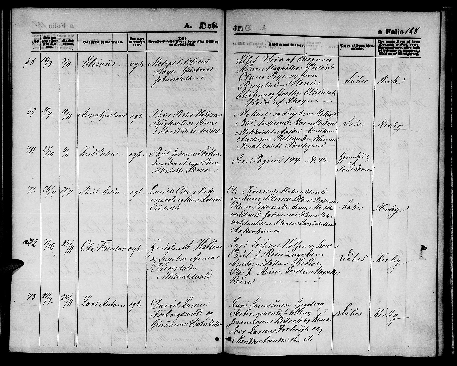 Ministerialprotokoller, klokkerbøker og fødselsregistre - Nord-Trøndelag, SAT/A-1458/723/L0255: Klokkerbok nr. 723C03, 1869-1879, s. 128