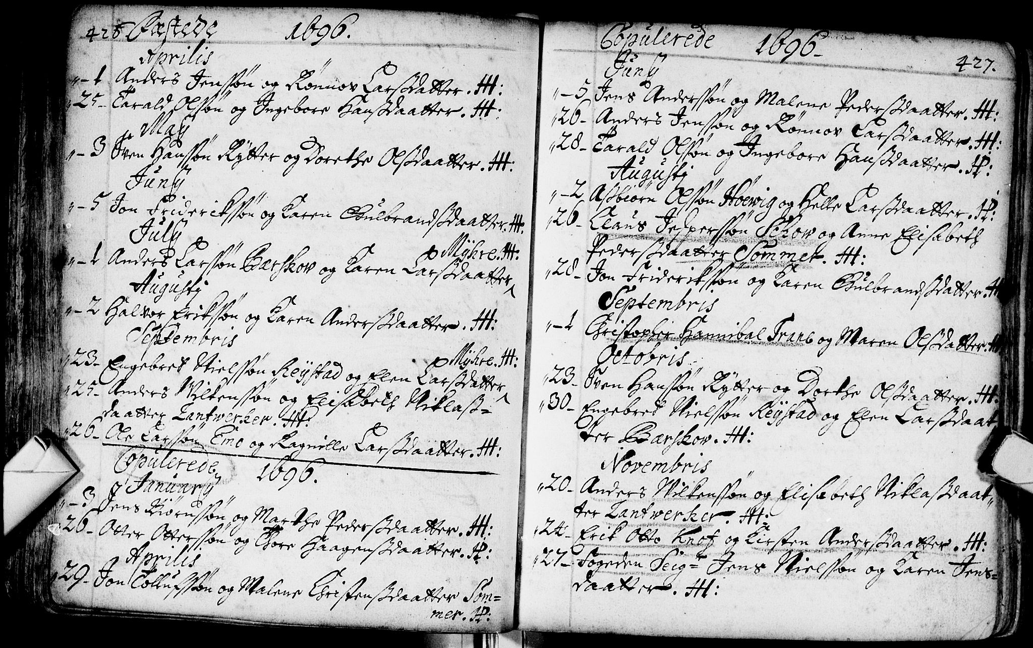 Bragernes kirkebøker, SAKO/A-6/F/Fa/L0002: Ministerialbok nr. I 2, 1680-1705, s. 426-427