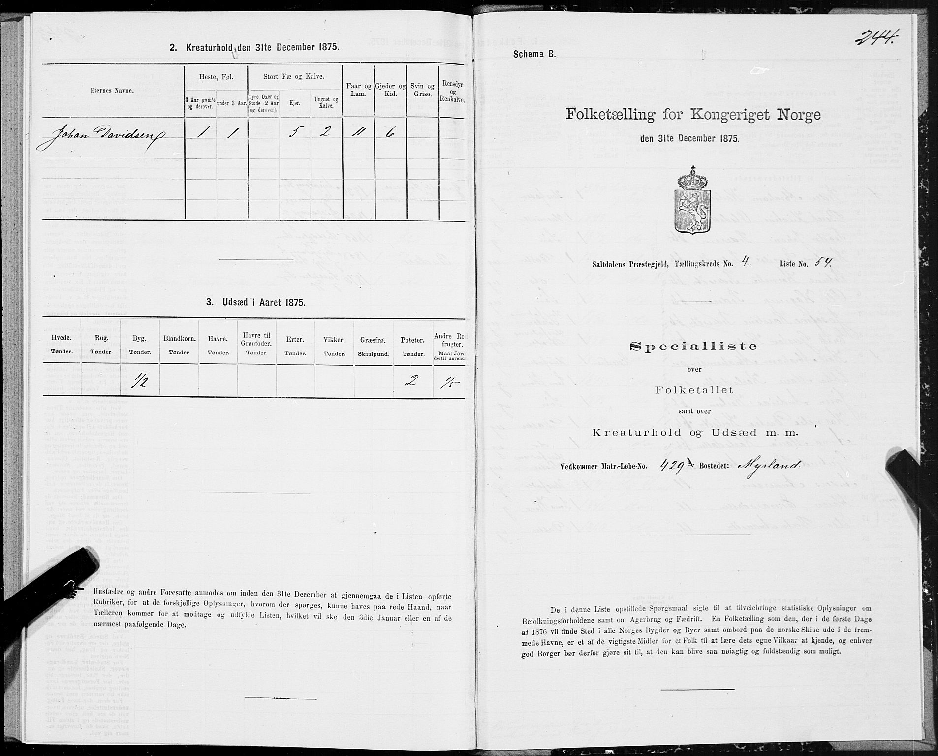 SAT, Folketelling 1875 for 1840P Saltdal prestegjeld, 1875, s. 2244