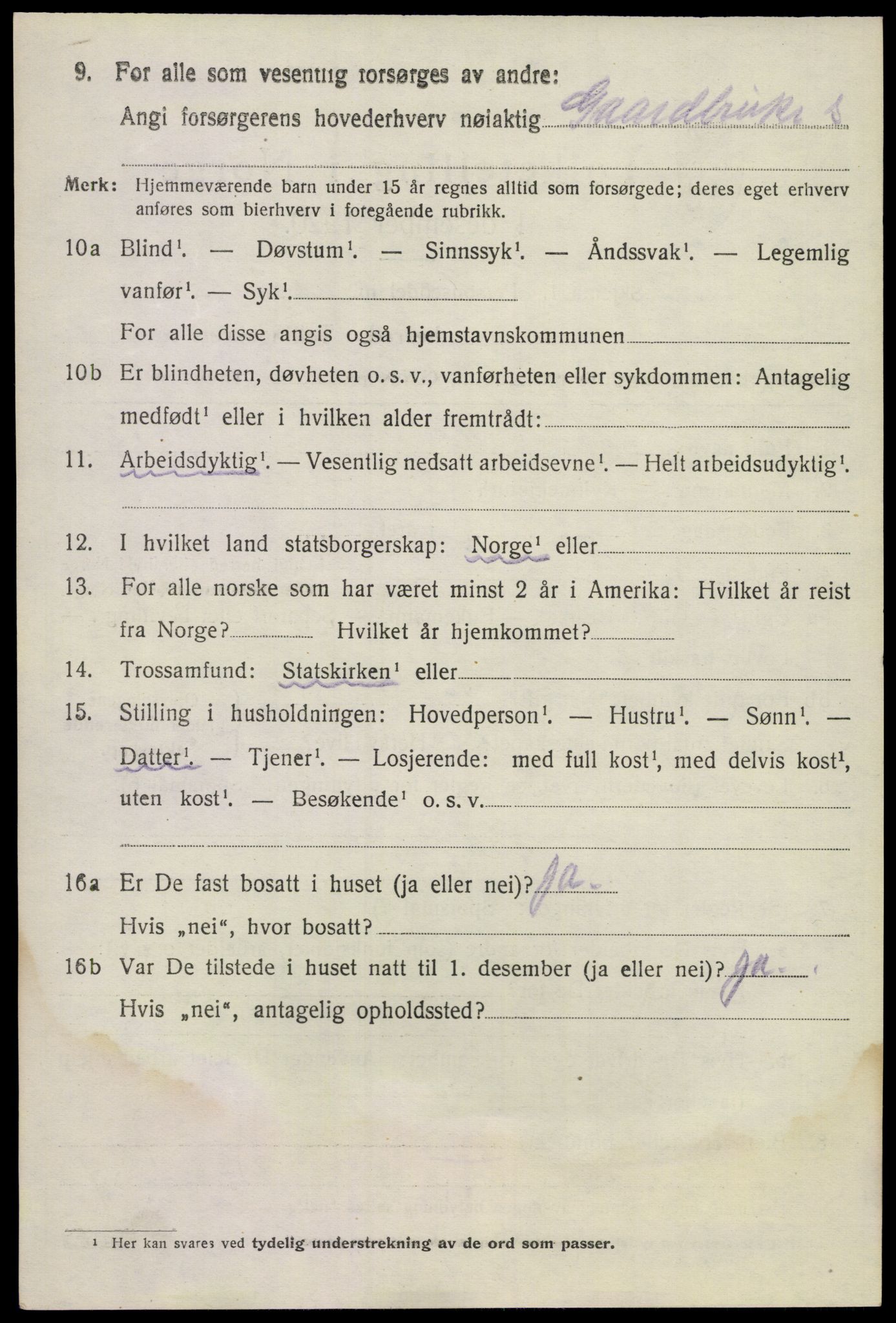 SAKO, Folketelling 1920 for 0820 Lunde herred, 1920, s. 3408