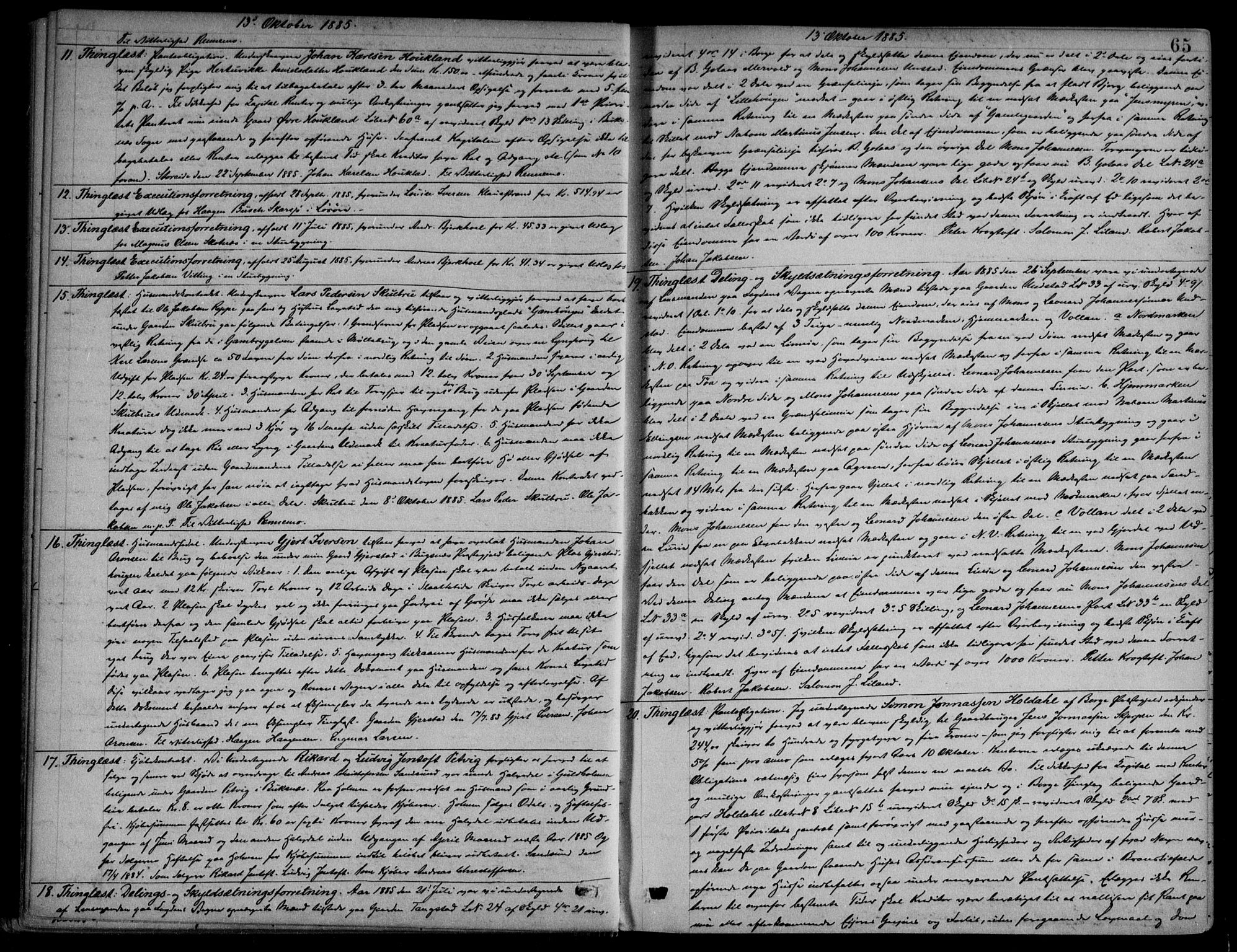 Lofoten sorenskriveri, SAT/A-0017/1/2/2C/L0001a: Pantebok nr. 1, 1884-1891, s. 65