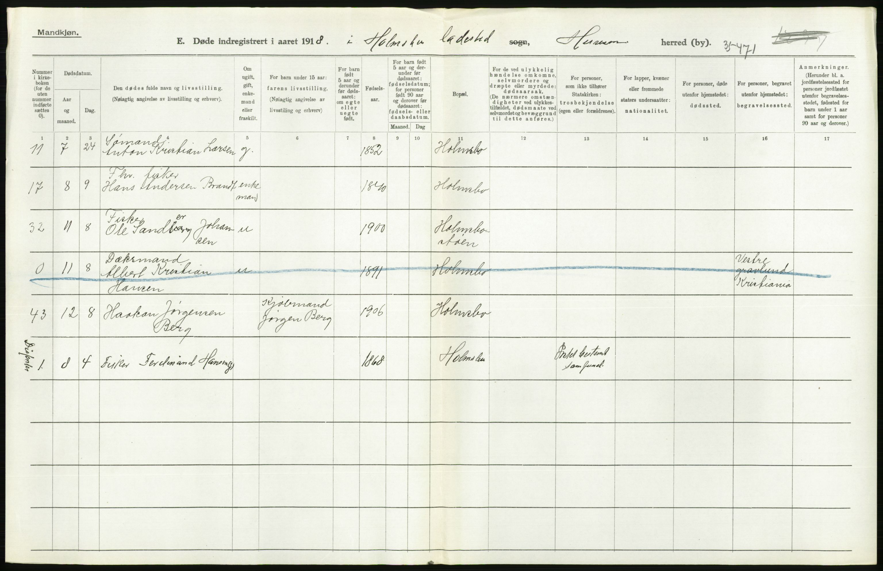 Statistisk sentralbyrå, Sosiodemografiske emner, Befolkning, AV/RA-S-2228/D/Df/Dfb/Dfbh/L0020: Buskerud fylke: Døde. Bygder og byer., 1918, s. 584