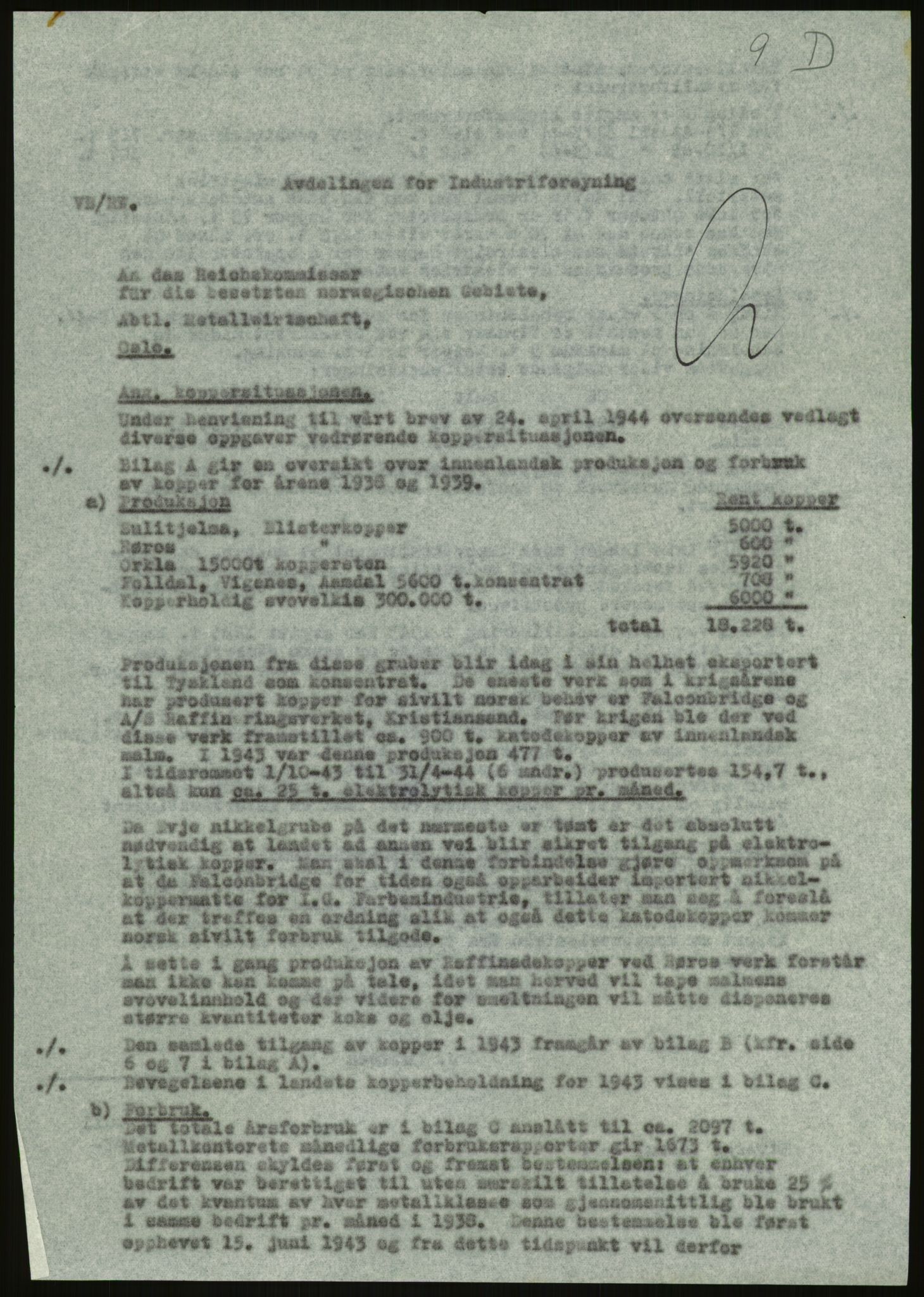Direktoratet for industriforsyning, Sekretariatet, AV/RA-S-4153/D/Df/L0054: 9. Metallkontoret, 1940-1945, s. 407