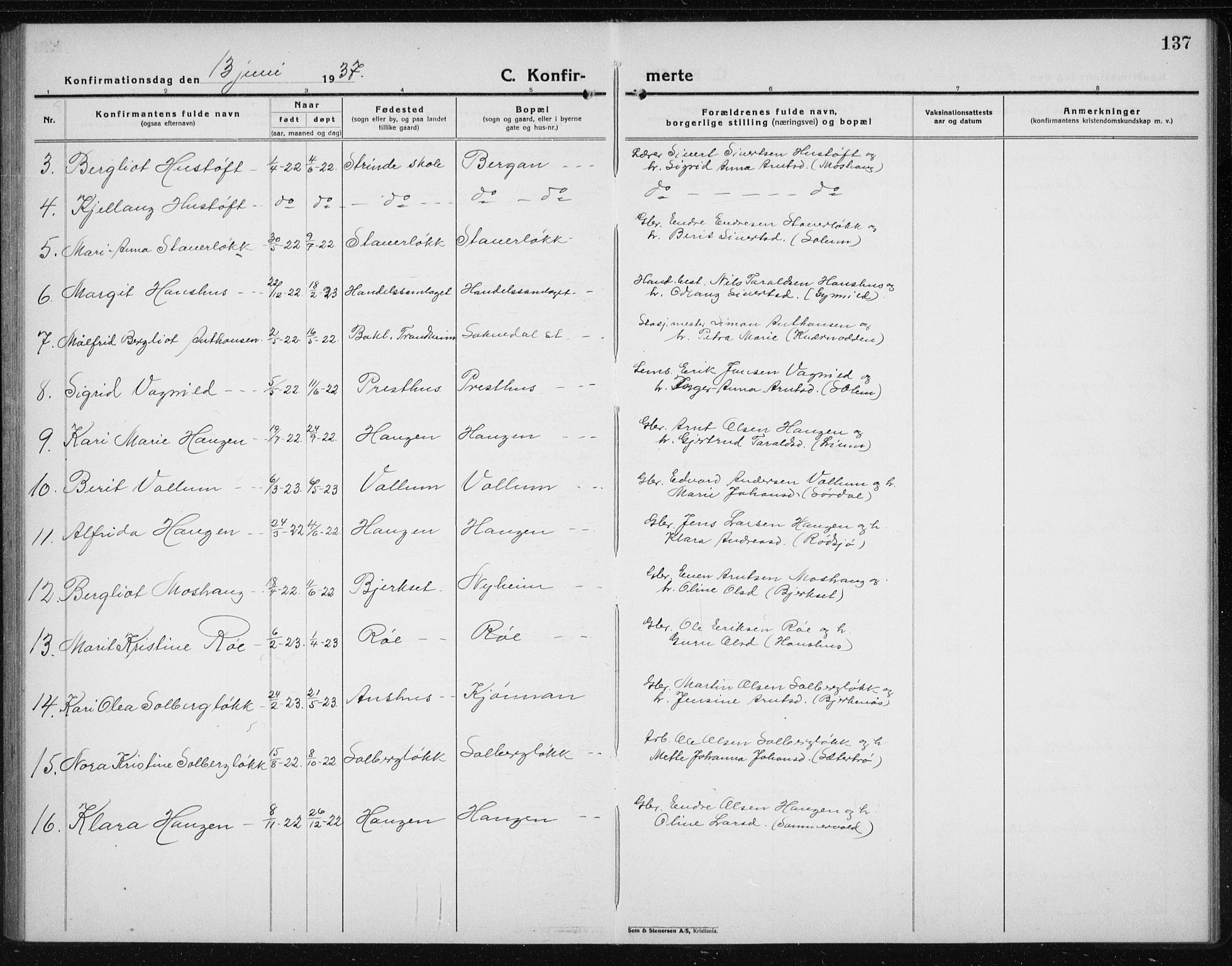 Ministerialprotokoller, klokkerbøker og fødselsregistre - Sør-Trøndelag, SAT/A-1456/689/L1045: Klokkerbok nr. 689C04, 1923-1940, s. 137