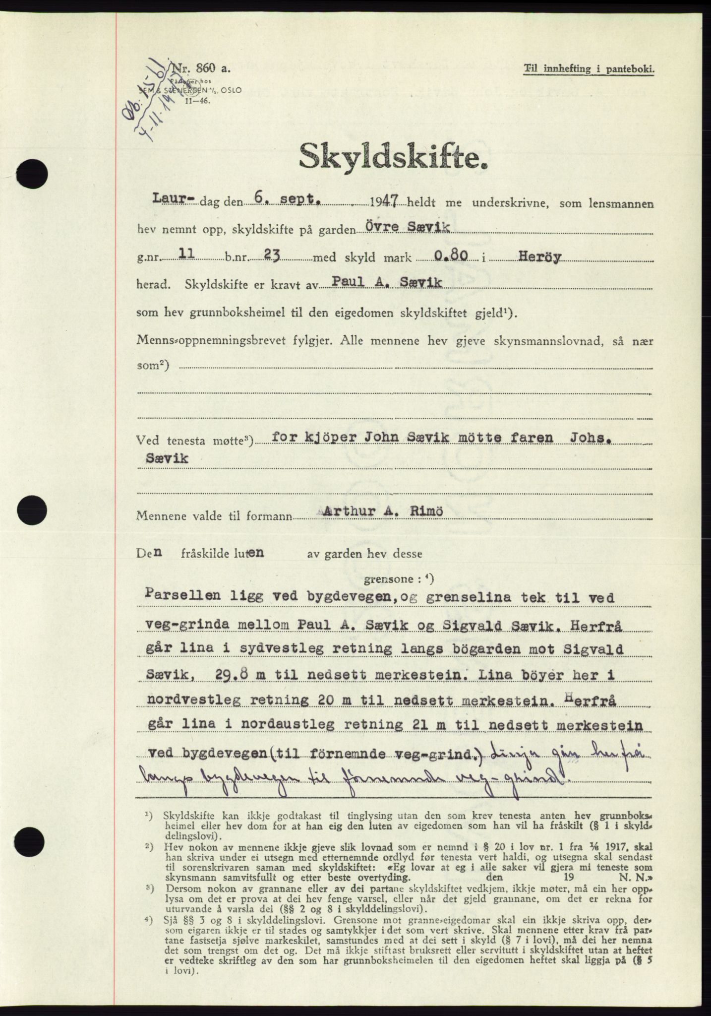 Søre Sunnmøre sorenskriveri, AV/SAT-A-4122/1/2/2C/L0081: Pantebok nr. 7A, 1947-1948, Dagboknr: 1561/1947