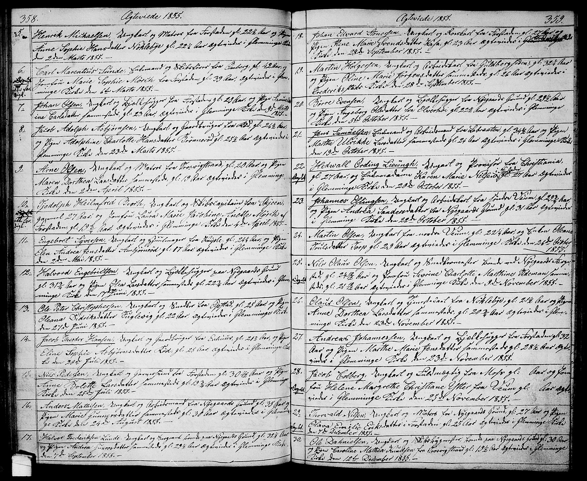 Glemmen prestekontor Kirkebøker, AV/SAO-A-10908/G/Ga/L0003: Klokkerbok nr. 3, 1852-1866, s. 358-359