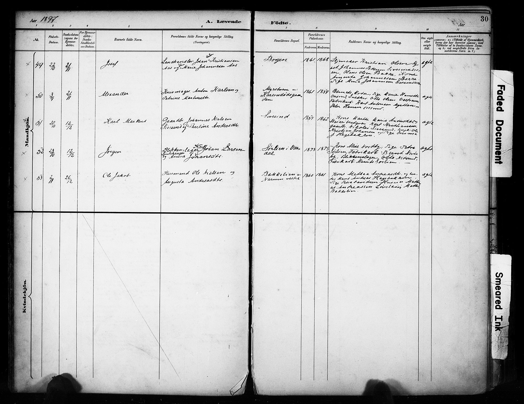 Vestre Toten prestekontor, AV/SAH-PREST-108/H/Ha/Haa/L0011: Ministerialbok nr. 11, 1895-1906, s. 30