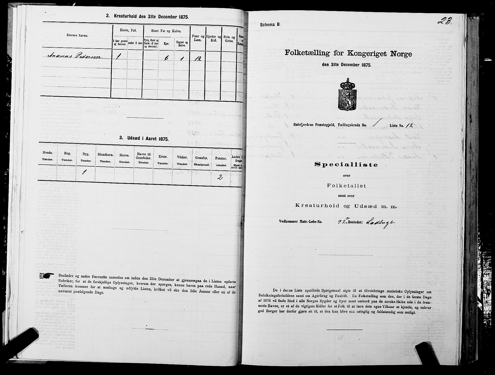 SATØ, Folketelling 1875 for 1933P Balsfjord prestegjeld, 1875, s. 1023