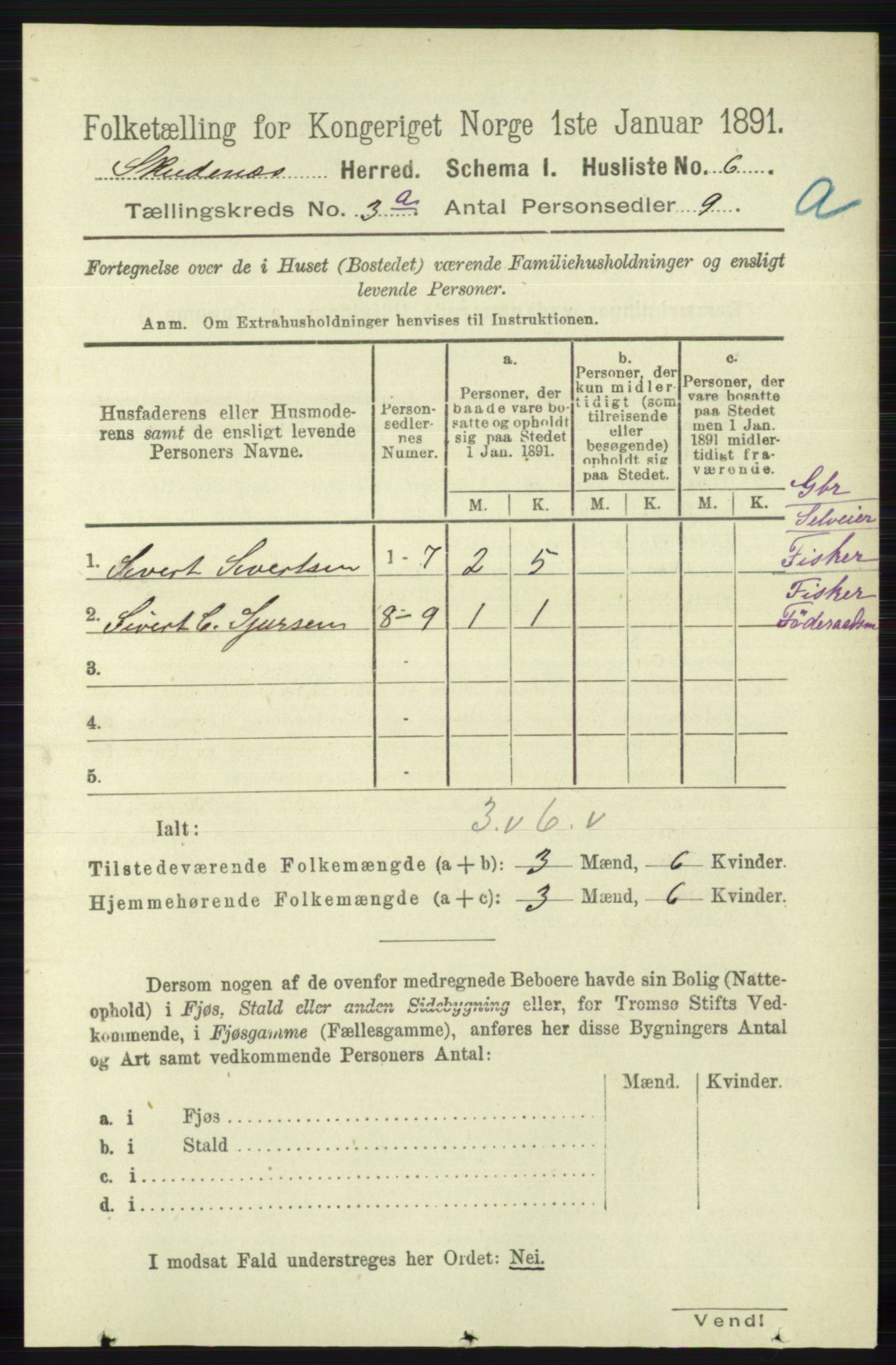 RA, Folketelling 1891 for 1150 Skudenes herred, 1891, s. 1336