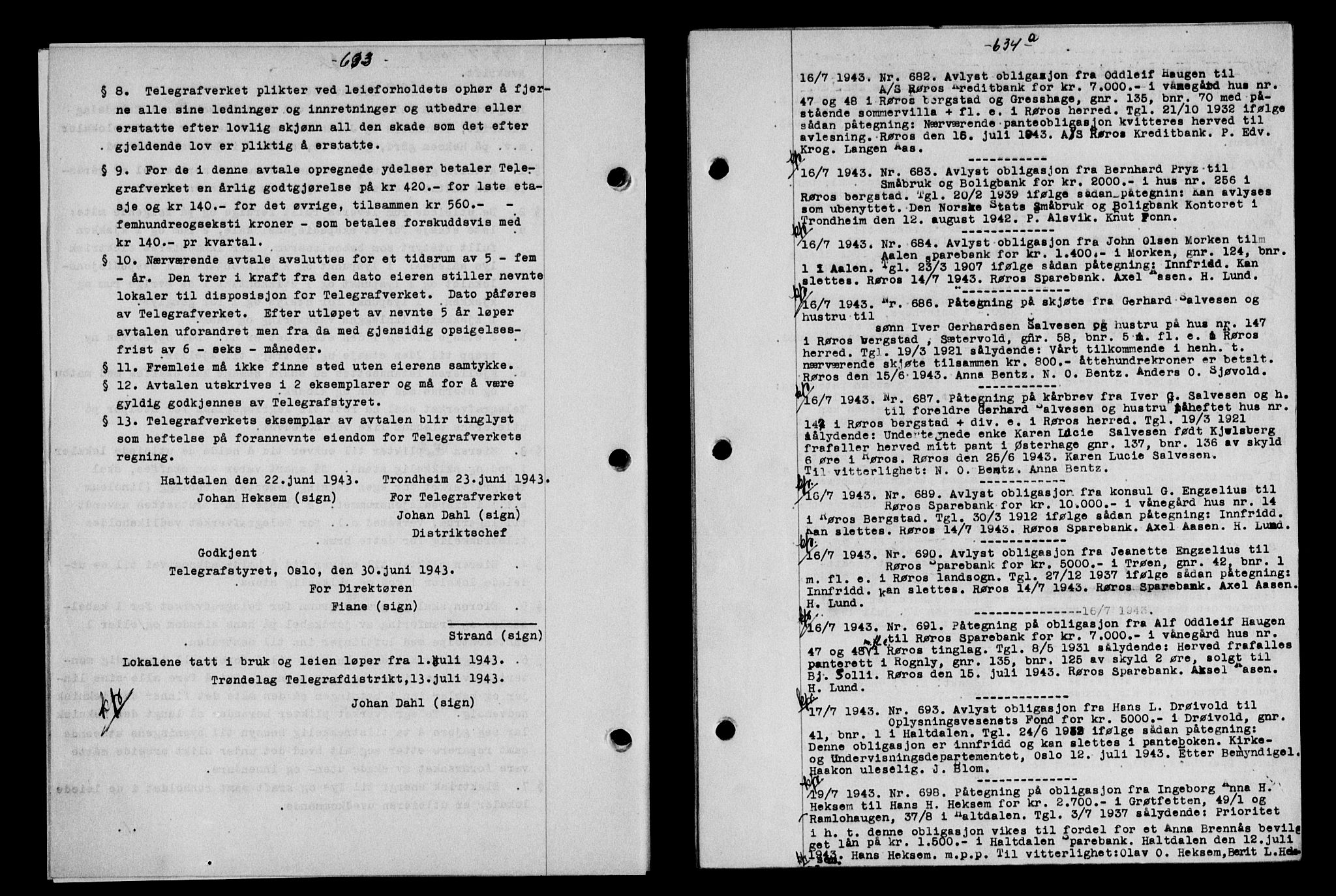 Gauldal sorenskriveri, SAT/A-0014/1/2/2C/L0056: Pantebok nr. 61, 1942-1943, Dagboknr: 682/1943