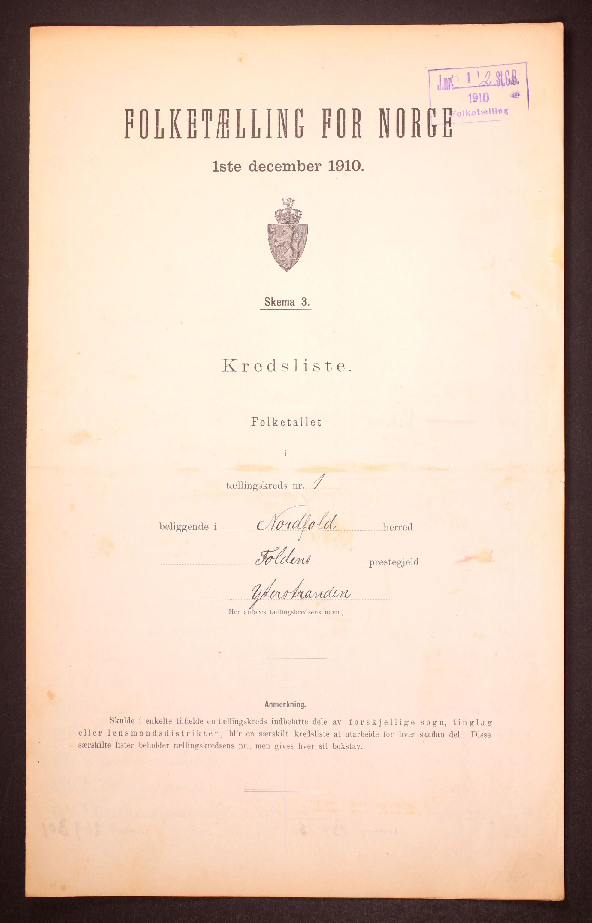 RA, Folketelling 1910 for 1846 Nordfold herred, 1910, s. 4