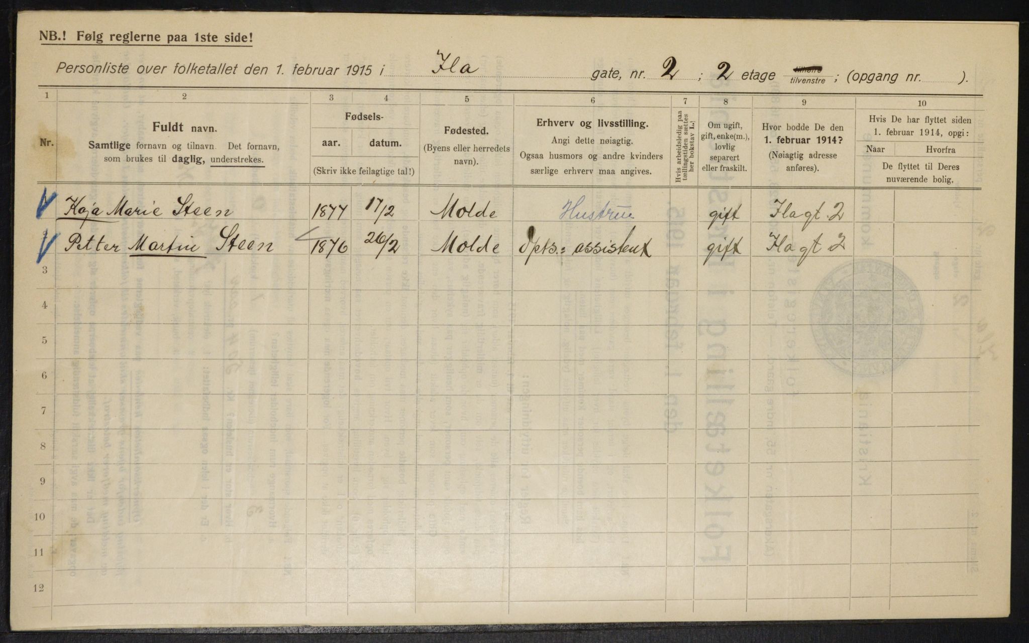 OBA, Kommunal folketelling 1.2.1915 for Kristiania, 1915, s. 42655