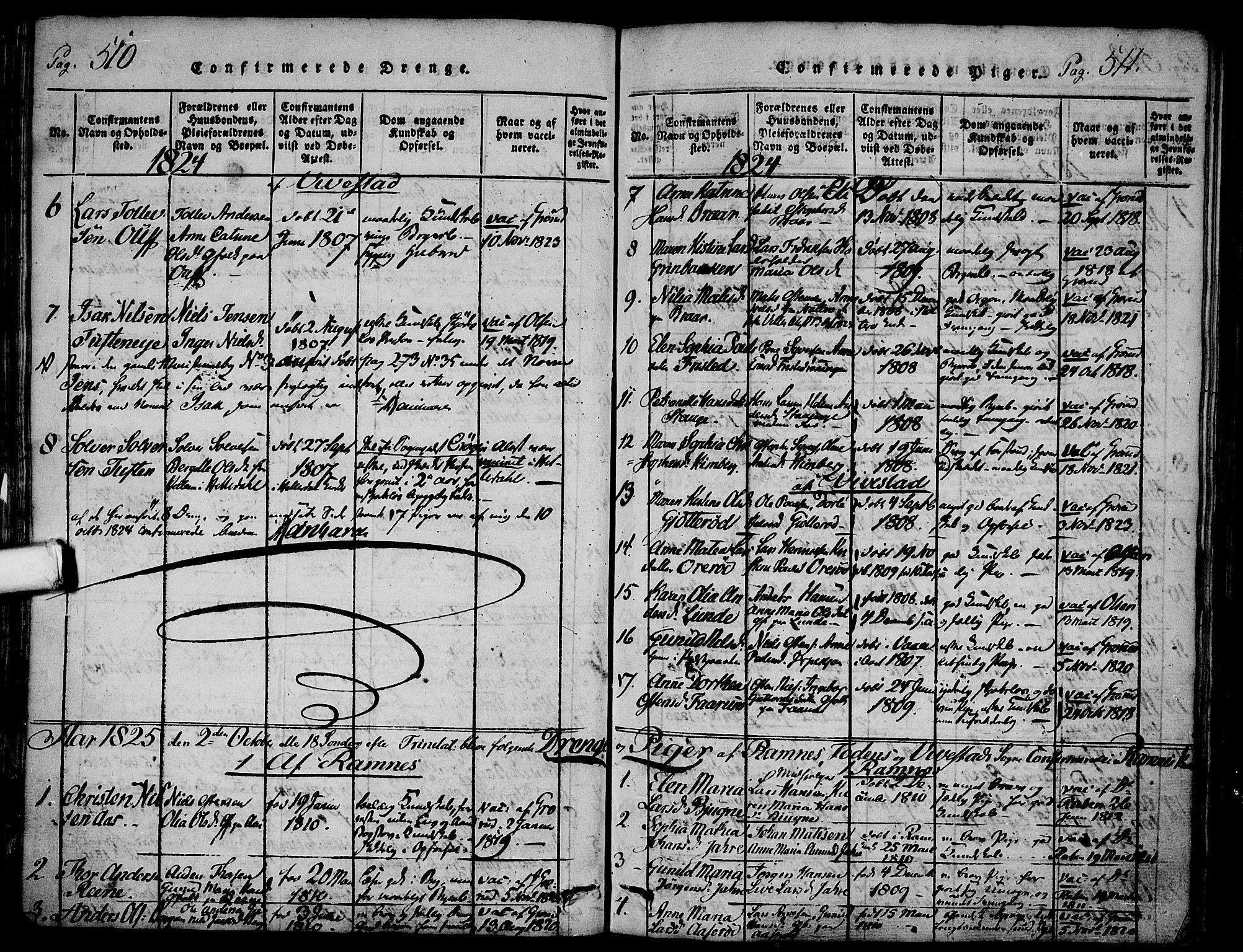 Ramnes kirkebøker, SAKO/A-314/F/Fa/L0004: Ministerialbok nr. I 4, 1813-1840, s. 510-511