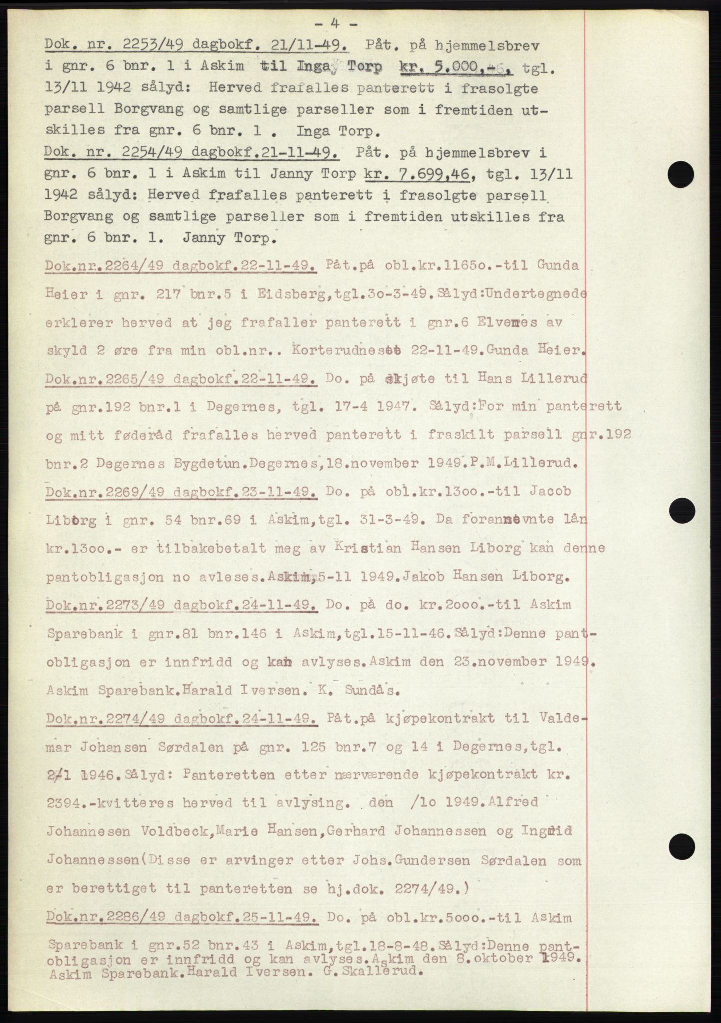Rakkestad sorenskriveri, SAO/A-10686/G/Gb/Gba/Gbac/L0012: Pantebok nr. B1-4 og B16-20, 1949-1950, Dagboknr: 2253/1949