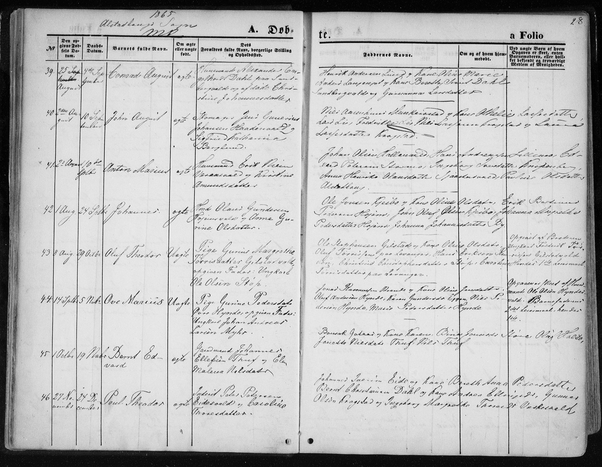 Ministerialprotokoller, klokkerbøker og fødselsregistre - Nord-Trøndelag, AV/SAT-A-1458/717/L0157: Ministerialbok nr. 717A08 /1, 1863-1877, s. 28