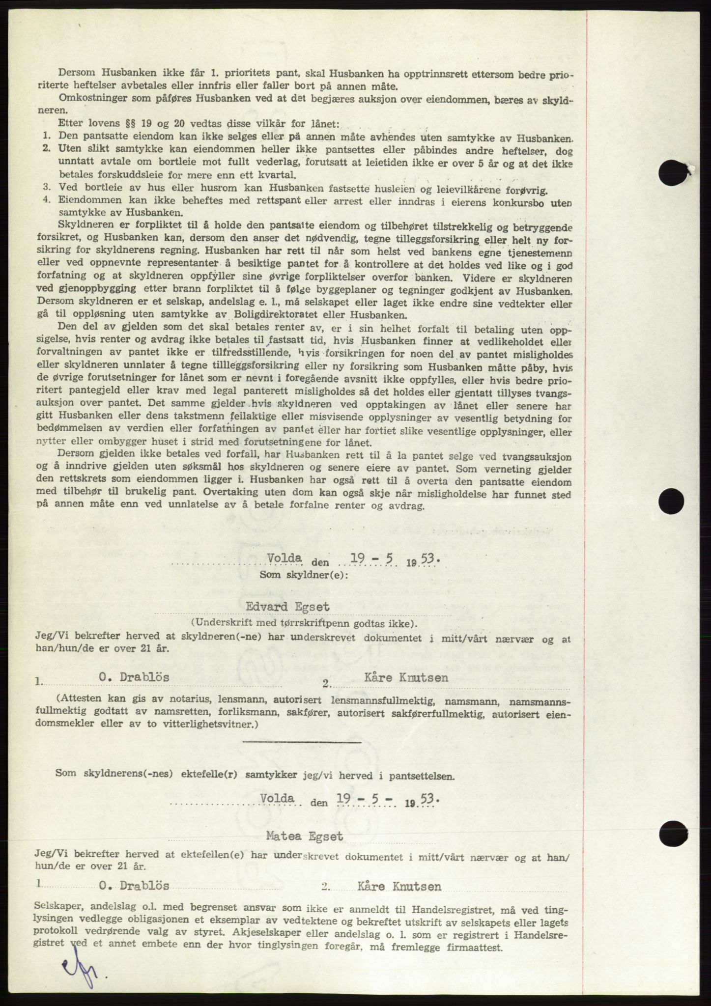 Søre Sunnmøre sorenskriveri, AV/SAT-A-4122/1/2/2C/L0123: Pantebok nr. 11B, 1953-1953, Dagboknr: 1188/1953