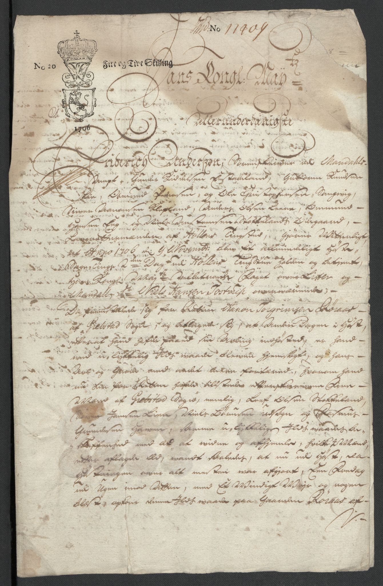 Rentekammeret inntil 1814, Reviderte regnskaper, Fogderegnskap, RA/EA-4092/R43/L2551: Fogderegnskap Lista og Mandal, 1705-1709, s. 396